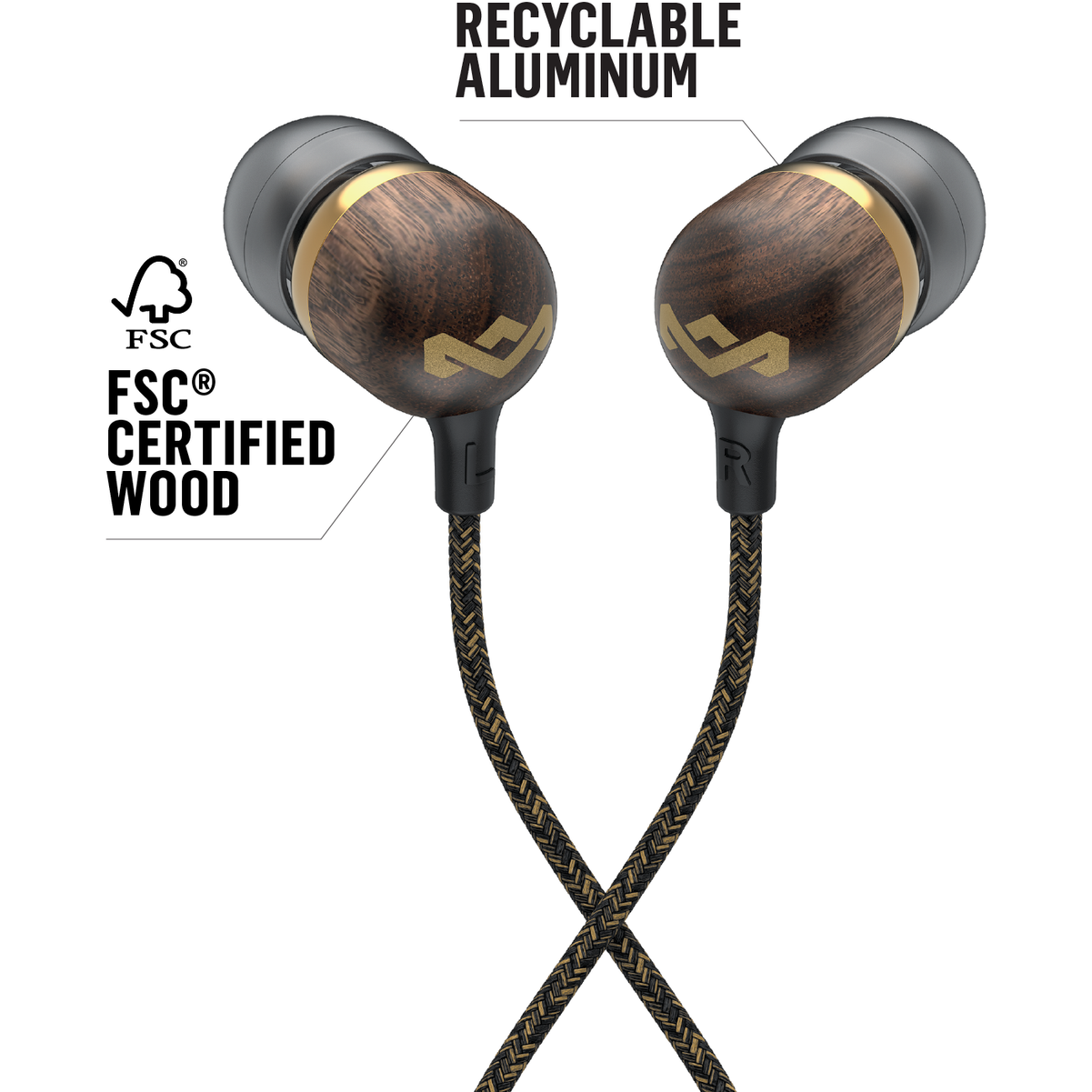 House of Marley Smile Jamaica in-ear-øretelefoner, messing