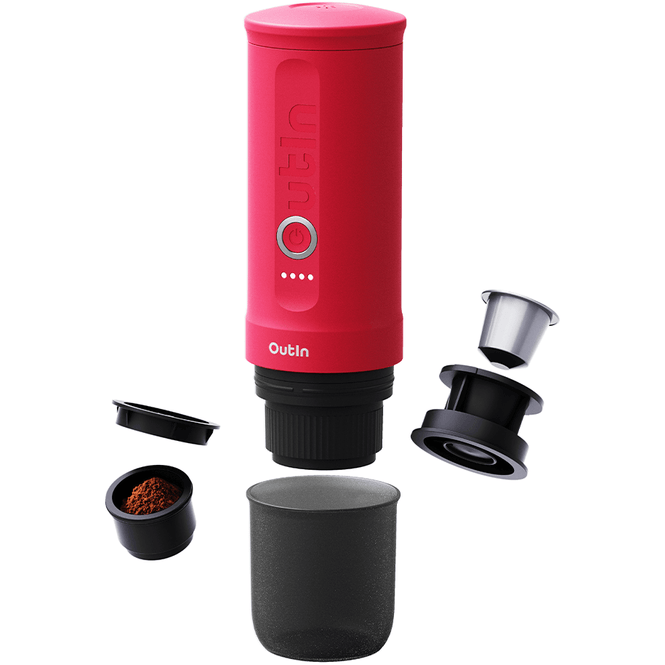 1240000016444 Outin Nano Portable Espresso Crimson Red - Bærbar espressoma Husholdning,Kaffe,Espressomaskiner 8400001340 A000004