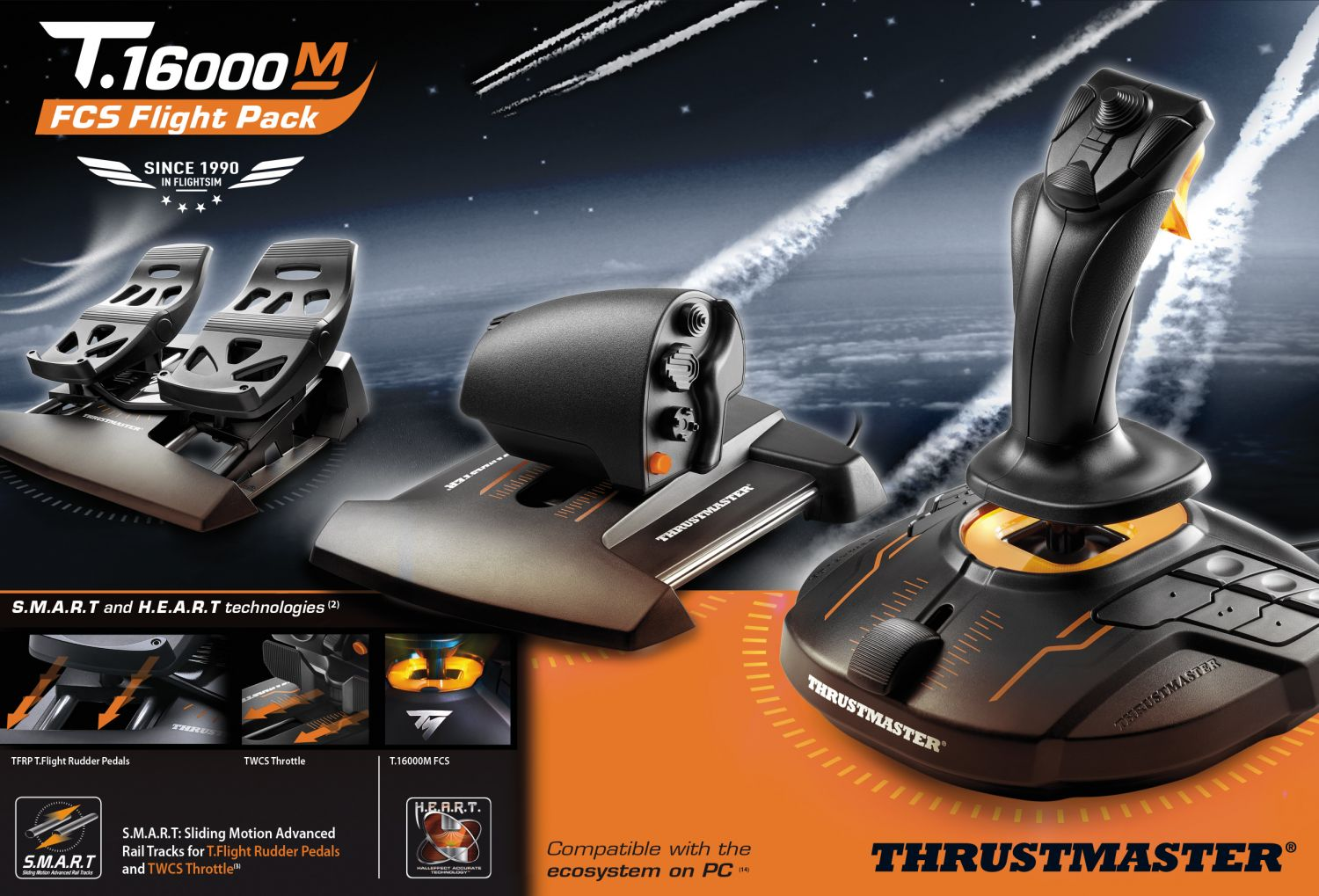 3362932914891 THRUSTMASTER T16000M FLIGHT PACK - Flight stick bundle Computer & IT,Gaming,Simulationsudstyr 18900002240 0