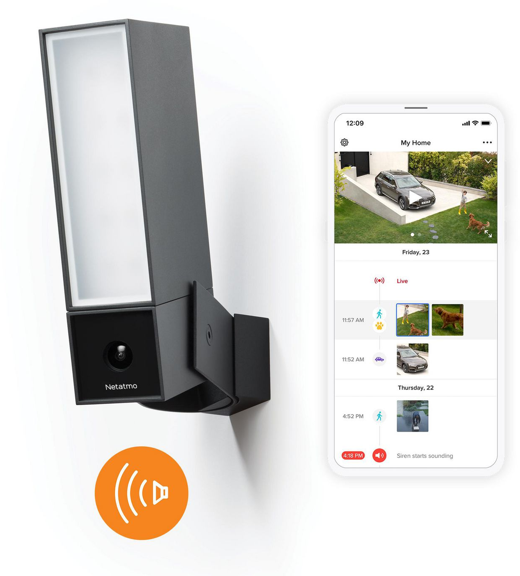 Netatmo Presence Smart Outdoor Camera with siren, LED light