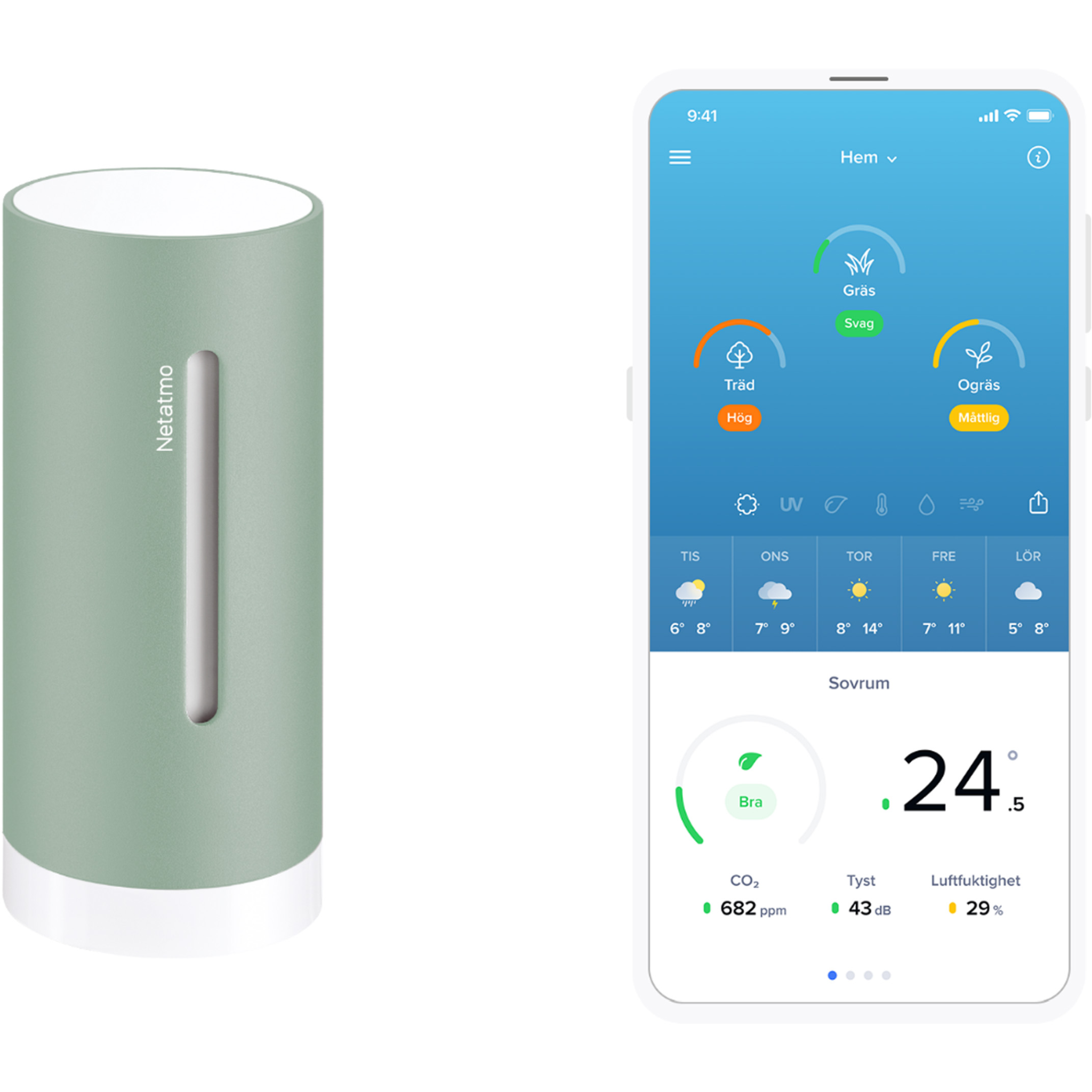 3700730506755 Netatmo Indoor Module Gen 2 mint Hus & Have,Smart Home,Vejrstationer 2190014522 NIM-M-WW