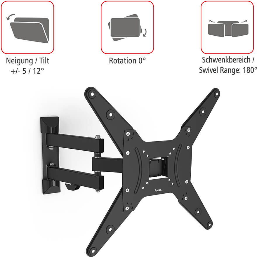 4047443509253 Hama TV Wall Bracket Full Motion up to 65'', sort TV & HIFI,TV,Vægbeslag 15000002360 00220824