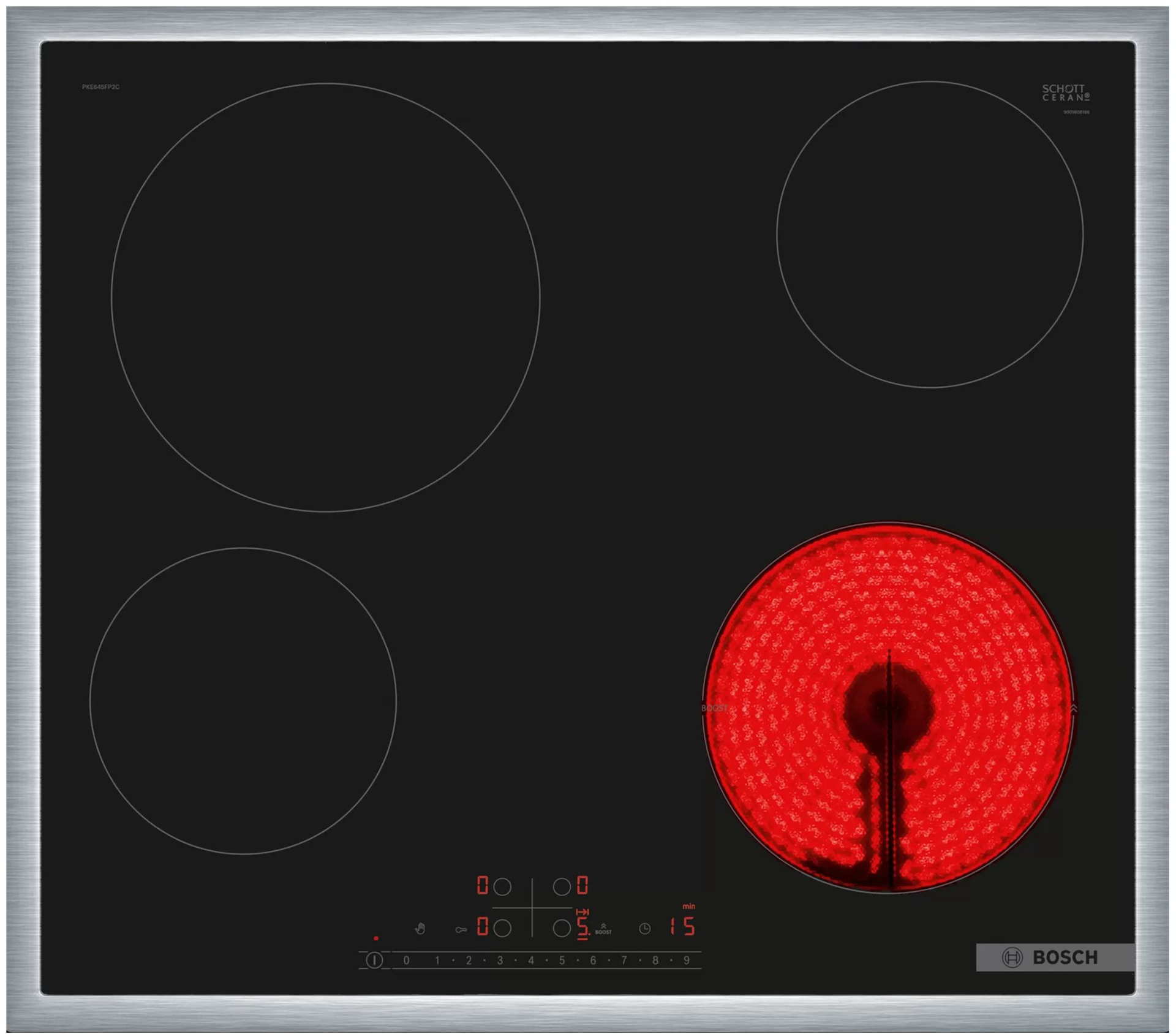 4242005283255 Bosch PKE645FP2E - Glaskeramisk kogeplade Hvidevarer,Kogeplader,Glaskeramiske kogeplader 1400011650 PKE645FP2E