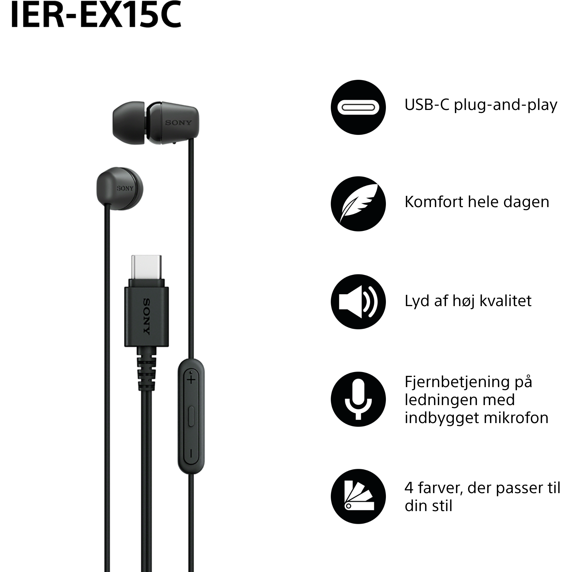 4548736170544 Sony IER-EX15CB.CE7, sort - In-Ear øretelefoner med Type-C s TV & HIFI,Hovedtelefoner,In-ear hovedtelefoner 20900004240 IEREX15CB.CE7