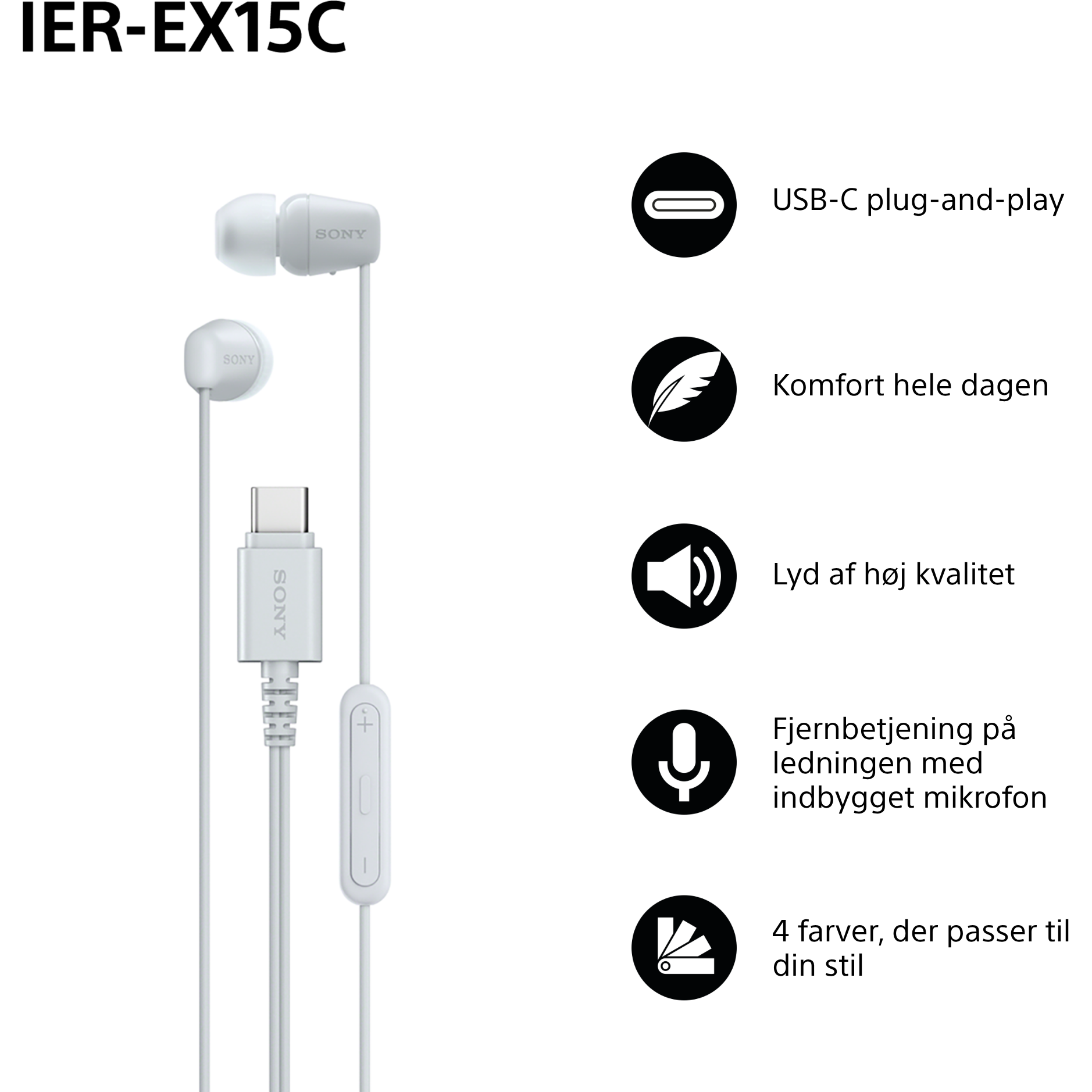 4548736170599 Sony IER-EX15CW.CE7, hvid - In-Ear øretelefoner med Type-C s TV & HIFI,Hovedtelefoner,In-ear hovedtelefoner 20900004250 IEREX15CW.CE7