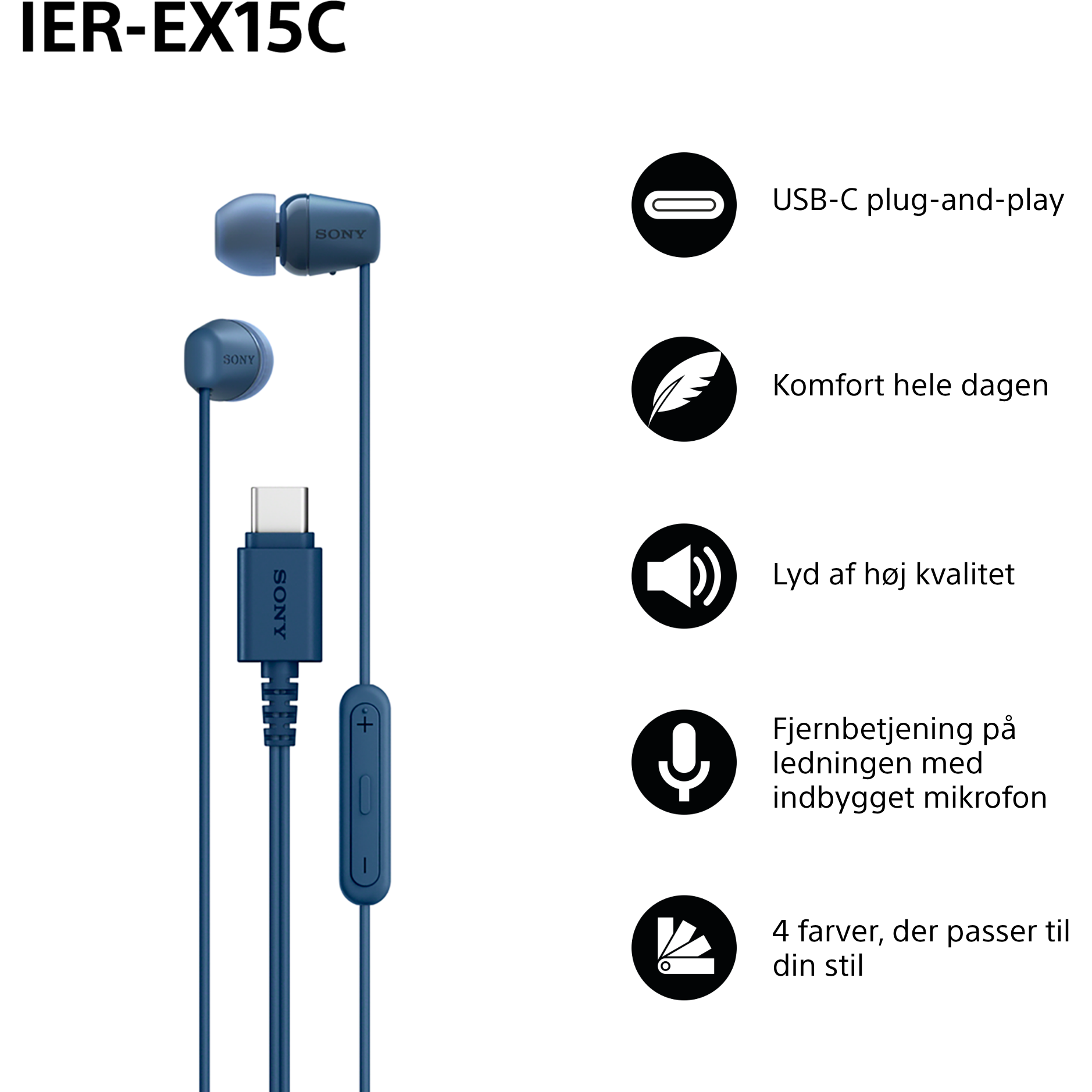 4548736170643 Sony IER-EX15CL.CE7, blå - In-Ear øretelefoner med Type-C st TV & HIFI,Hovedtelefoner,In-ear hovedtelefoner 20900004260 IEREX15CL.CE7