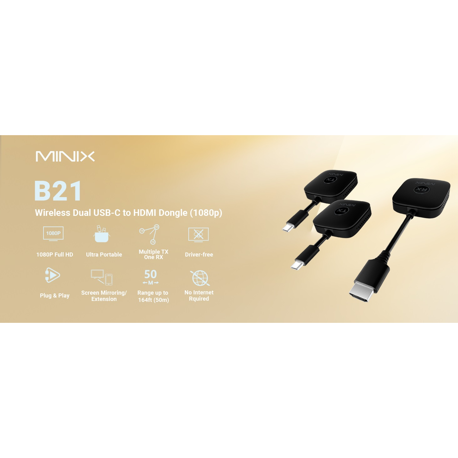 4897016412233 Minix Neo B21 Wireless Display Adapter - Trådløs sender og m Computer & IT,Tilbehør computer & IT,Diverse 2190013257 NEO B21