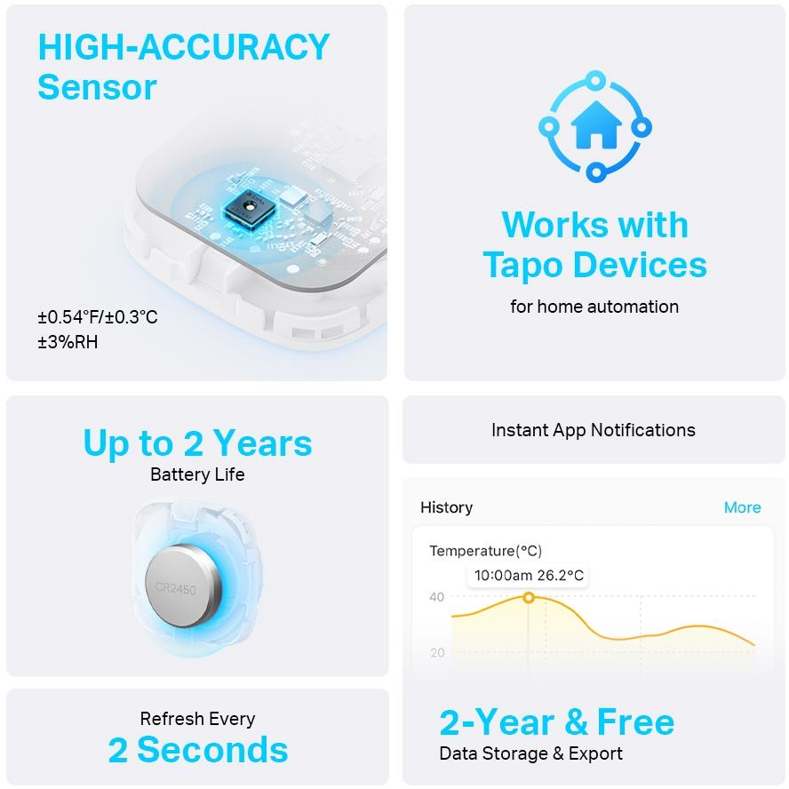 4897098682388 TP-Link Tapo T310 Temperatur- og luftfugtighedsmåler Hus & Have,Smart Home,Alarm & overvågning 2190016145 T310