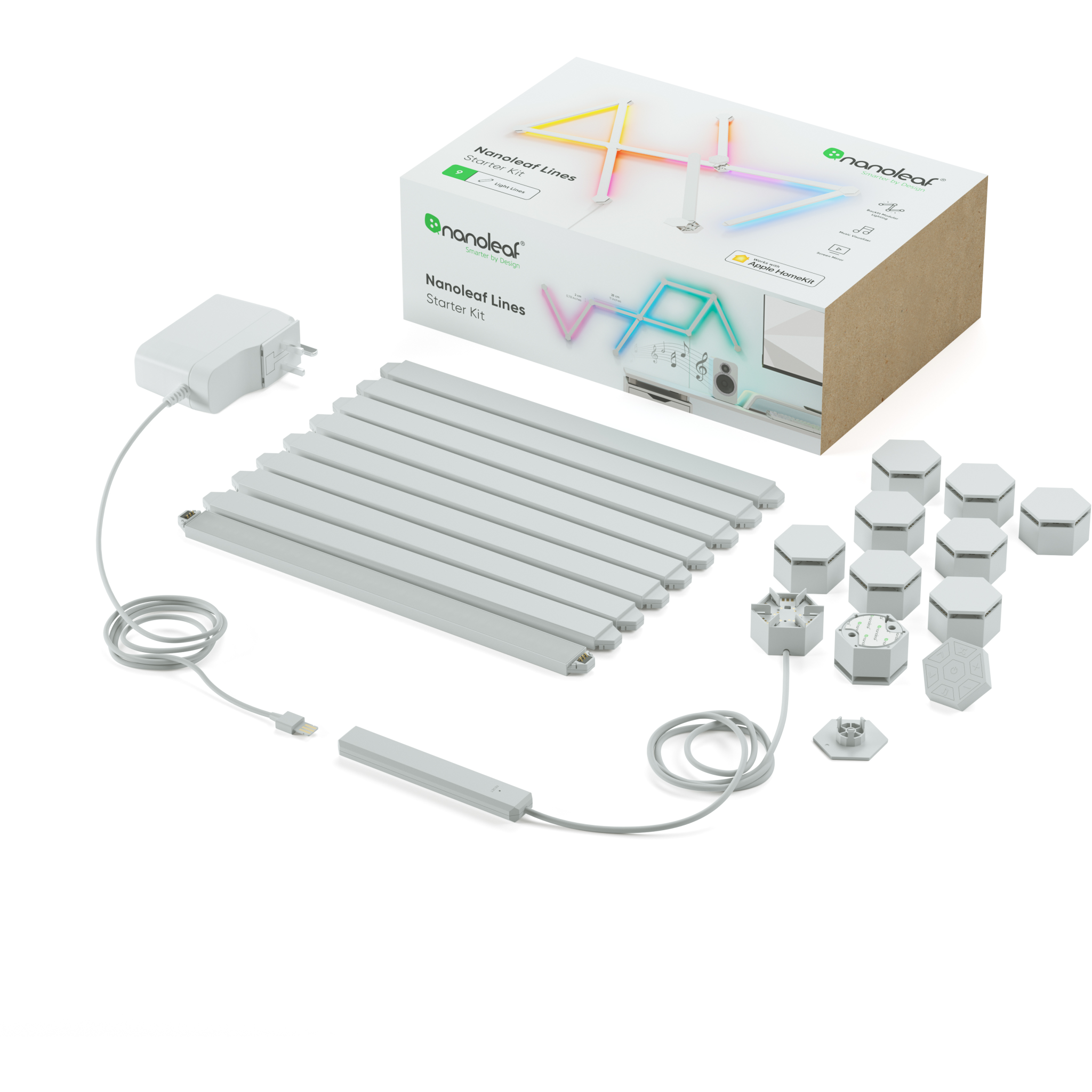 4897105330042 Nanoleaf Lines Starter Kit 9PK Hus & Have,Smart Home,Smart belysning 15600002670 NL59-K-0002LW-9PK-EU