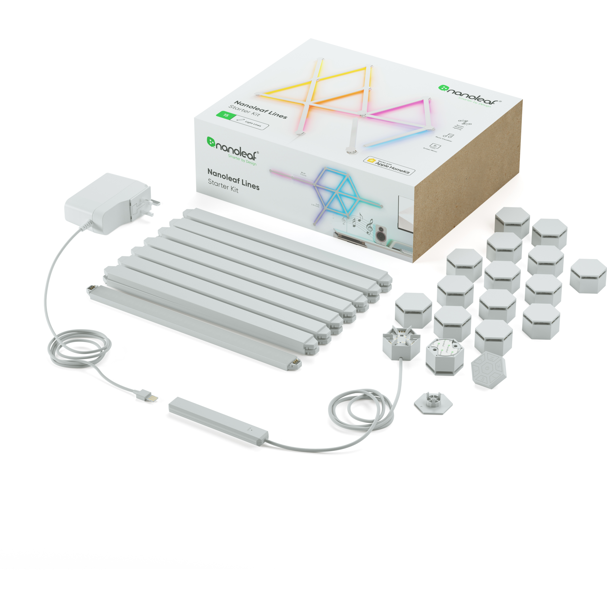 4897105330134 Nanoleaf Lines Starter Kit 15PK Hus & Have,Smart Home,Smart belysning 15600002680 NL59-K-6002LW-15PK-EU