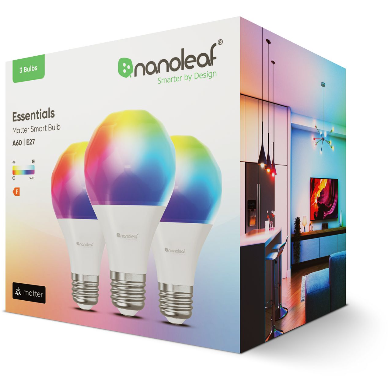 4897105331360 NanoLeaf Essentials Matter Smart Bulb E27 3PK Hus & Have,Smart Home,Smart belysning 15600003080 NF080B02-3A19E