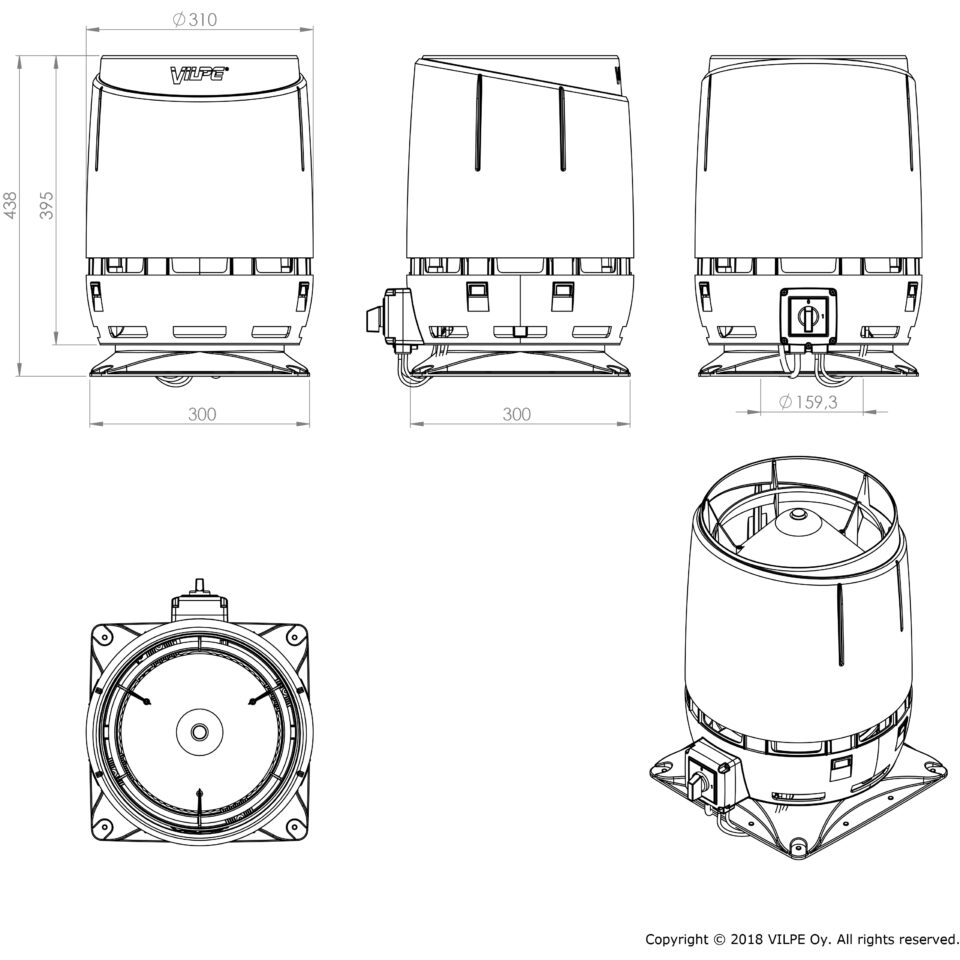 Thermex 240.40.0134.0 - Tagventilator Flow ECo 160S, sort, Ø