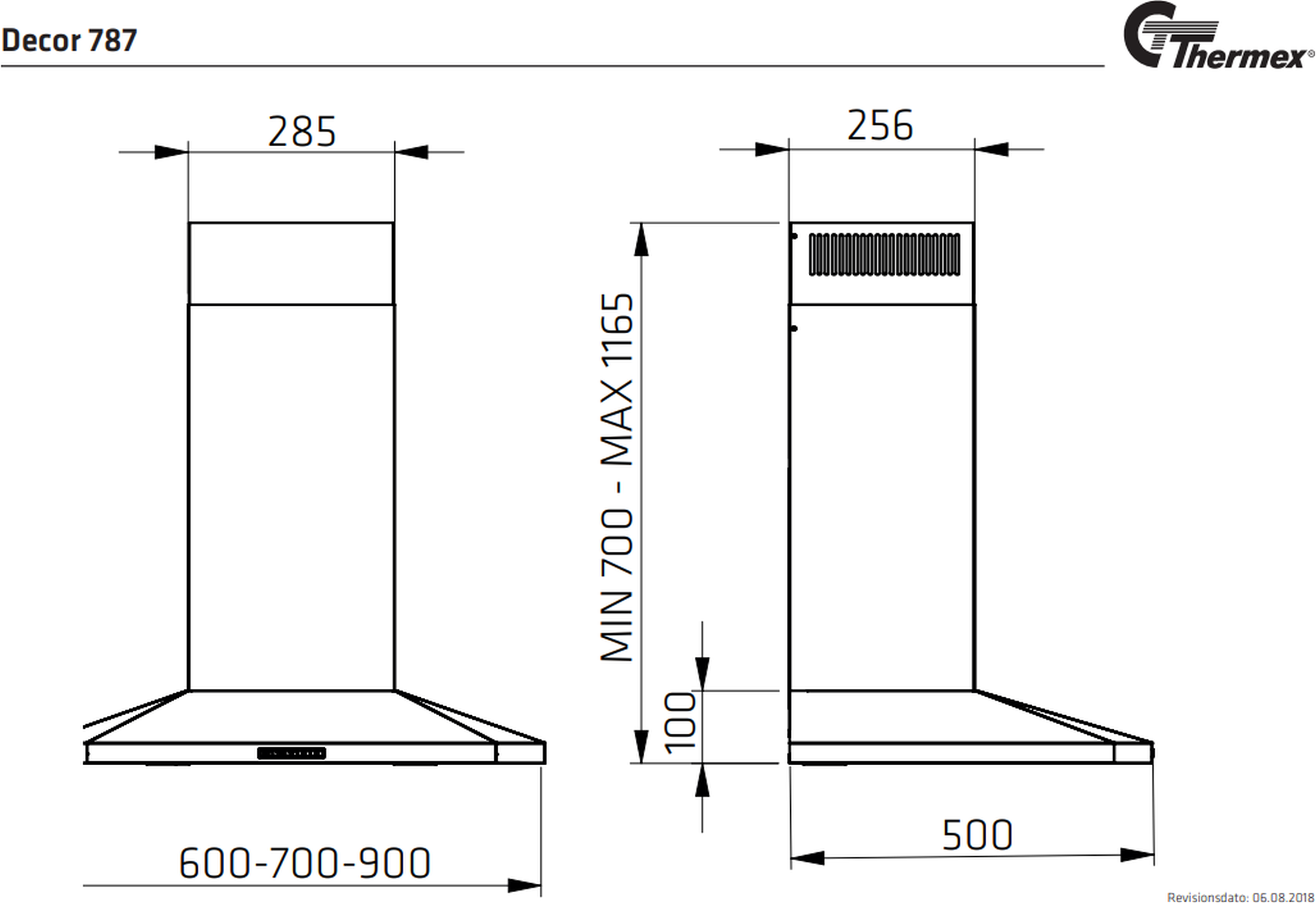 5703347527951 Thermex 527.41.7861.0 Decor 787 - Væghængt emhætte Hvidevarer,Emhætter,Vægmonterede emhætter 9900029240 527.41.7861.0