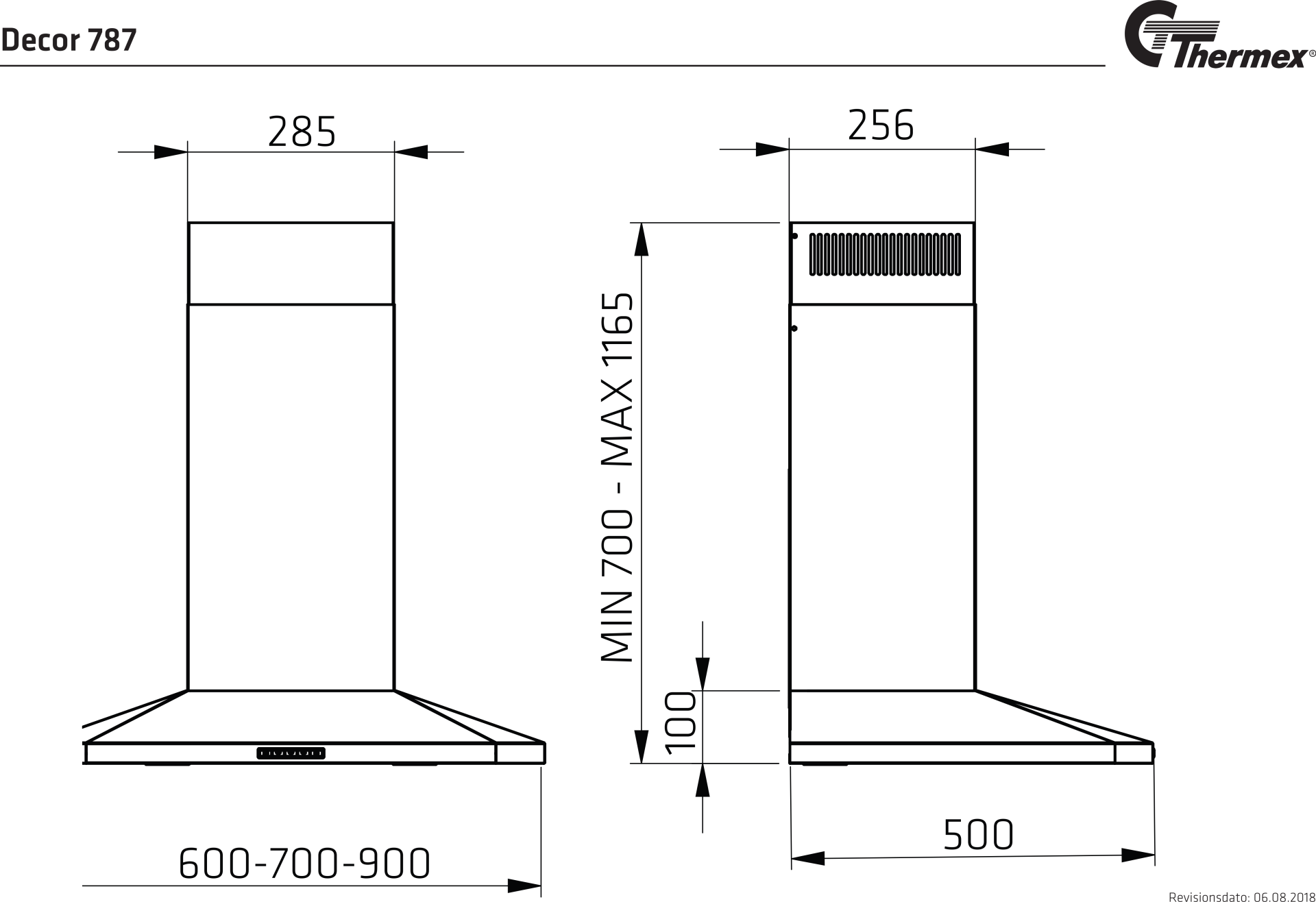 5703347528033 Thermex 527.41.7898.0 Decor 787 - Væghængt emhætte Hvidevarer,Emhætter,Vægmonterede emhætter 9900029320 527.41.7898.0