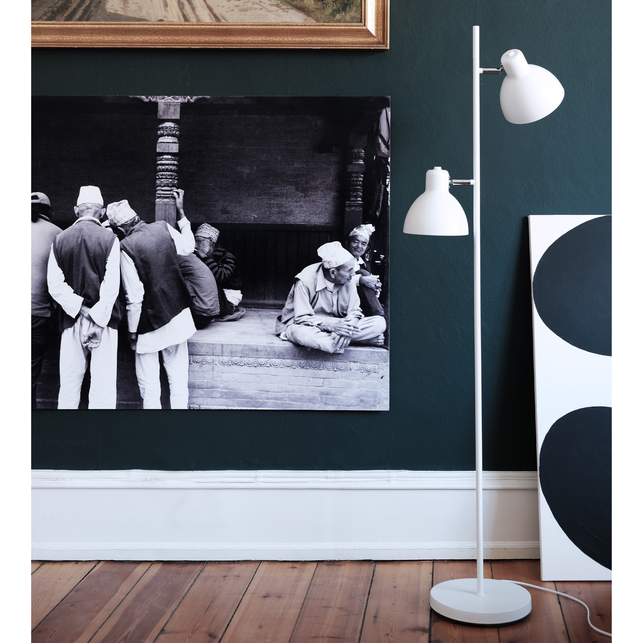 5704709070351 Dyberg Larsen Skagen 2 matt white gulvlampe Lamper,Gulvlamper,Gulvlamper 89200002150 7035