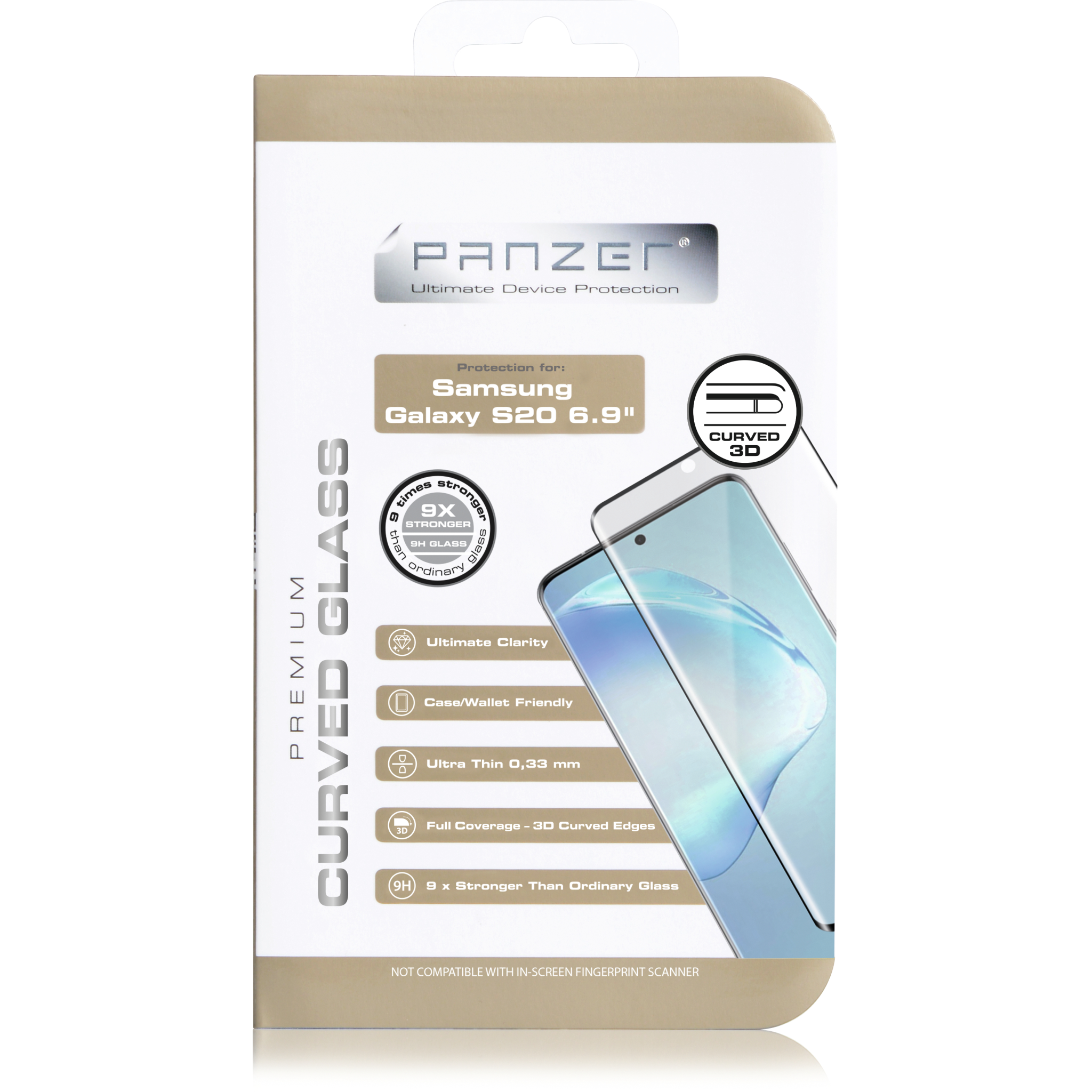 5706470117921 Panzer Samsung Galaxy S20 Ultra, Curved Glass, Black Telefon & GPS,Tilbehør mobiltelefoner,Skærmbeskyttelse til mobiltelefoner 74600009680 0