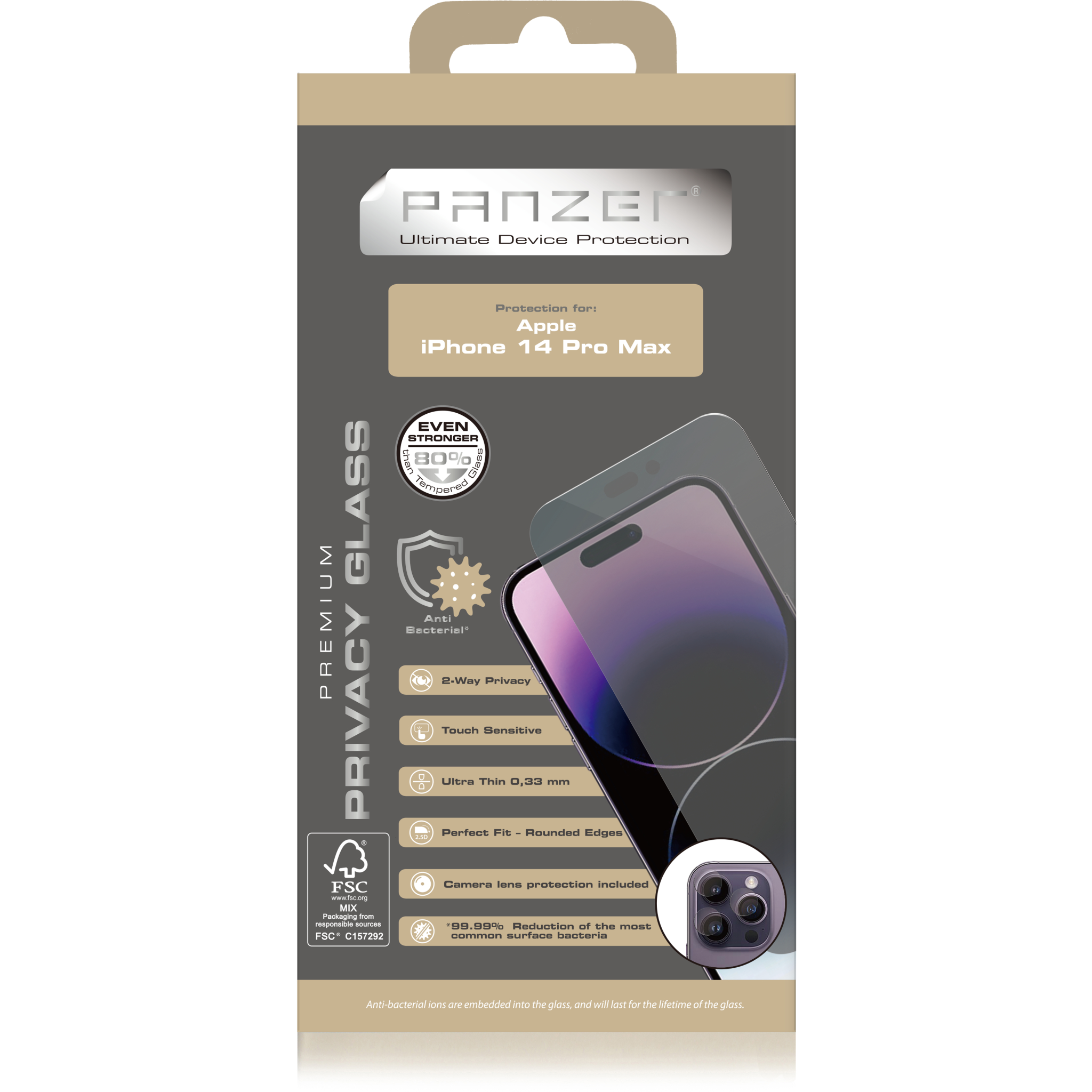 5706470134836 Panzer iPhone 14 Pro Max Full-Fit Privacy Glass 2-way - Priv Telefon & GPS,Tilbehør mobiltelefoner,Tilbehør til iPhone 74600009570 0