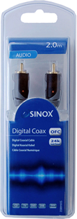 5706808006460 Sinox Coaxial Digitalkabel - 2,0 m, Grå/Sort TV & HIFI,Lyd,Tilbehør lyd 22900001810 SXA4802