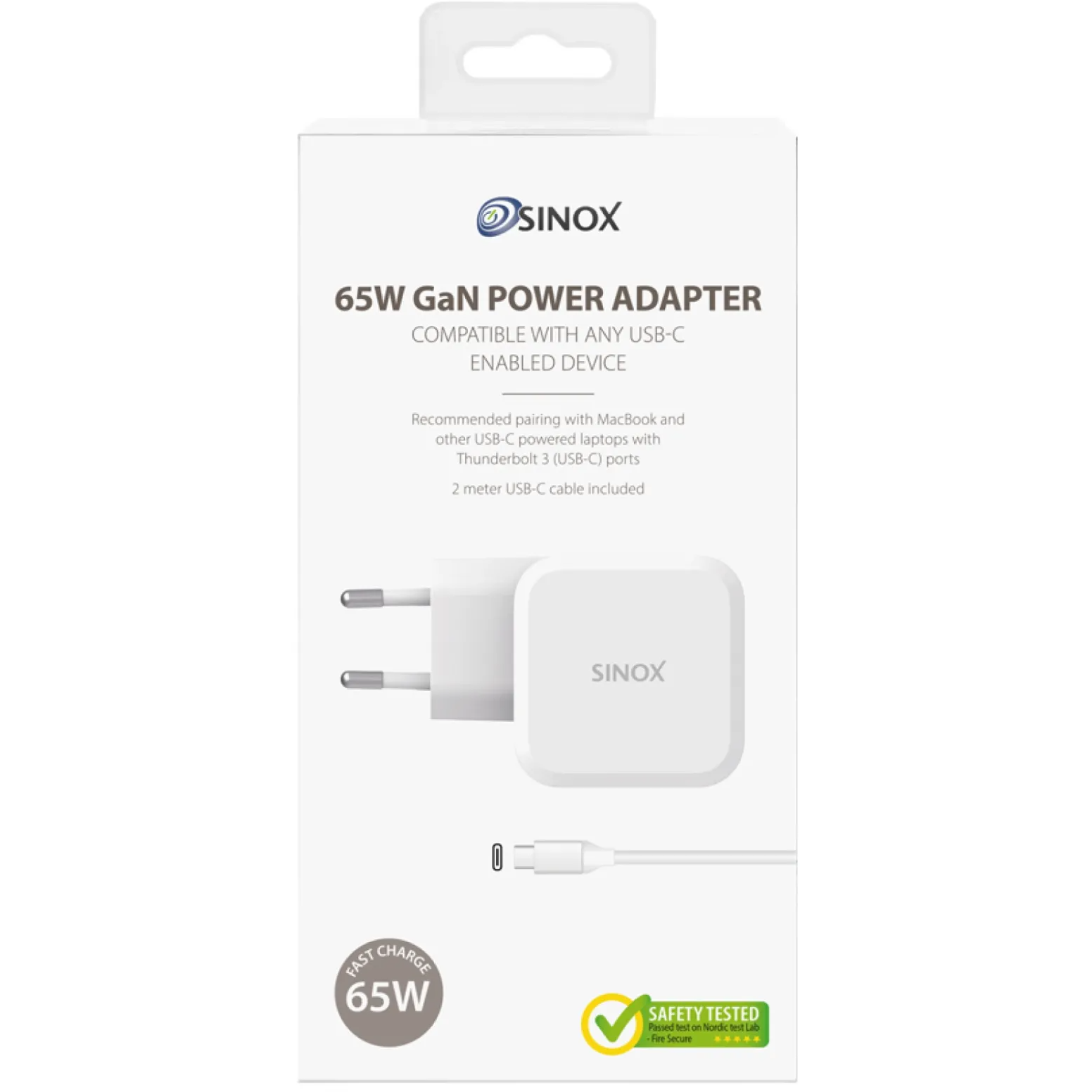 5706808018692 Sinox MacBook USB-C 65W GaN oplader - Oplader / strømforsyni Computer & IT,Tilbehør computer & IT,Tilbehør til Mac 22900003710 SXP3065