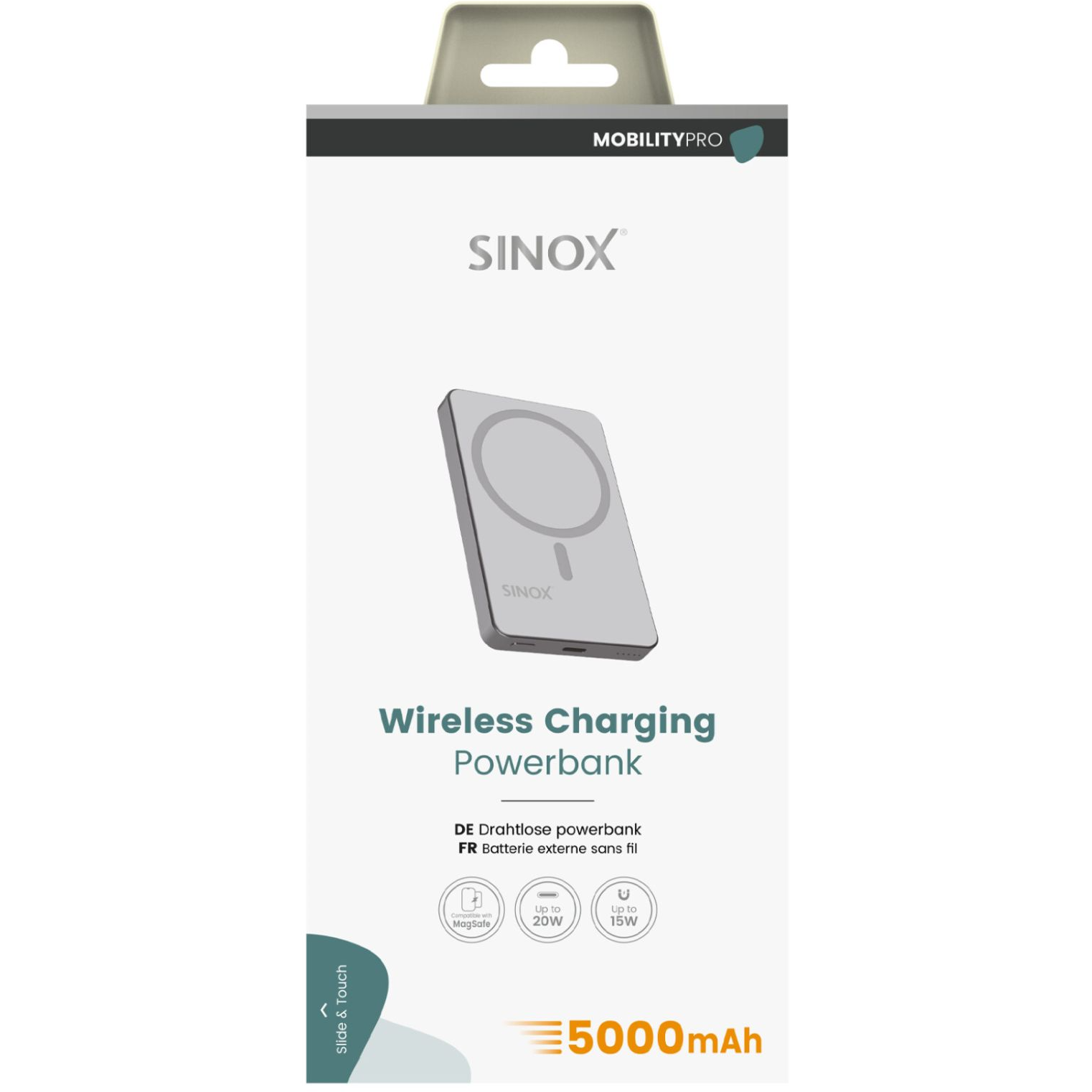 5706808055185 Sinox Powerbank 5.000 mAh - Trådløs opladening Telefon & GPS,Tilbehør mobiltelefoner,Oplader til mobiltelefoner 22900003690 SXP9050