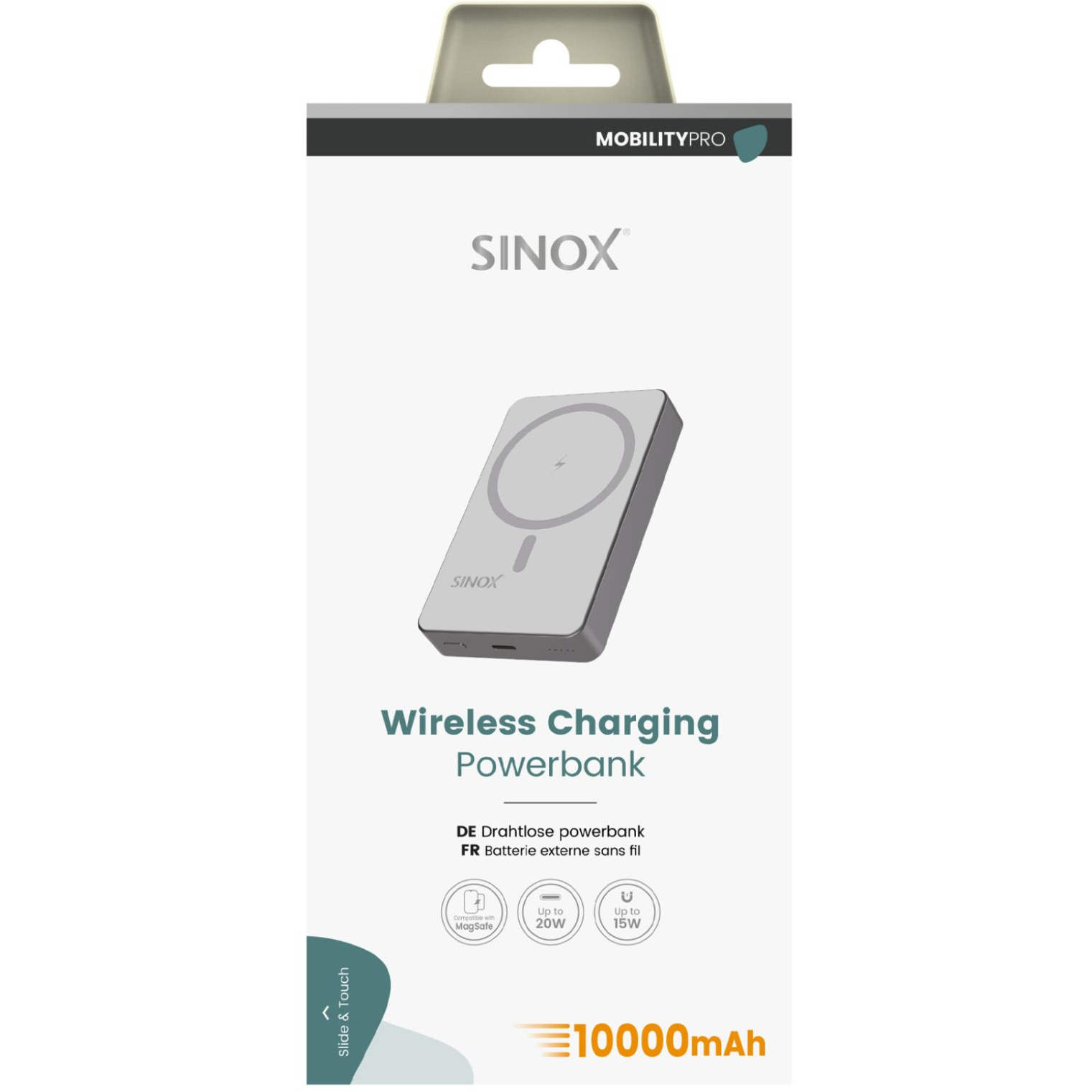 5706808055222 Sinox Powerbank 10.000 mAh - Trådløs opladening Telefon & GPS,Tilbehør mobiltelefoner,Oplader til mobiltelefoner 22900003700 SXP9100