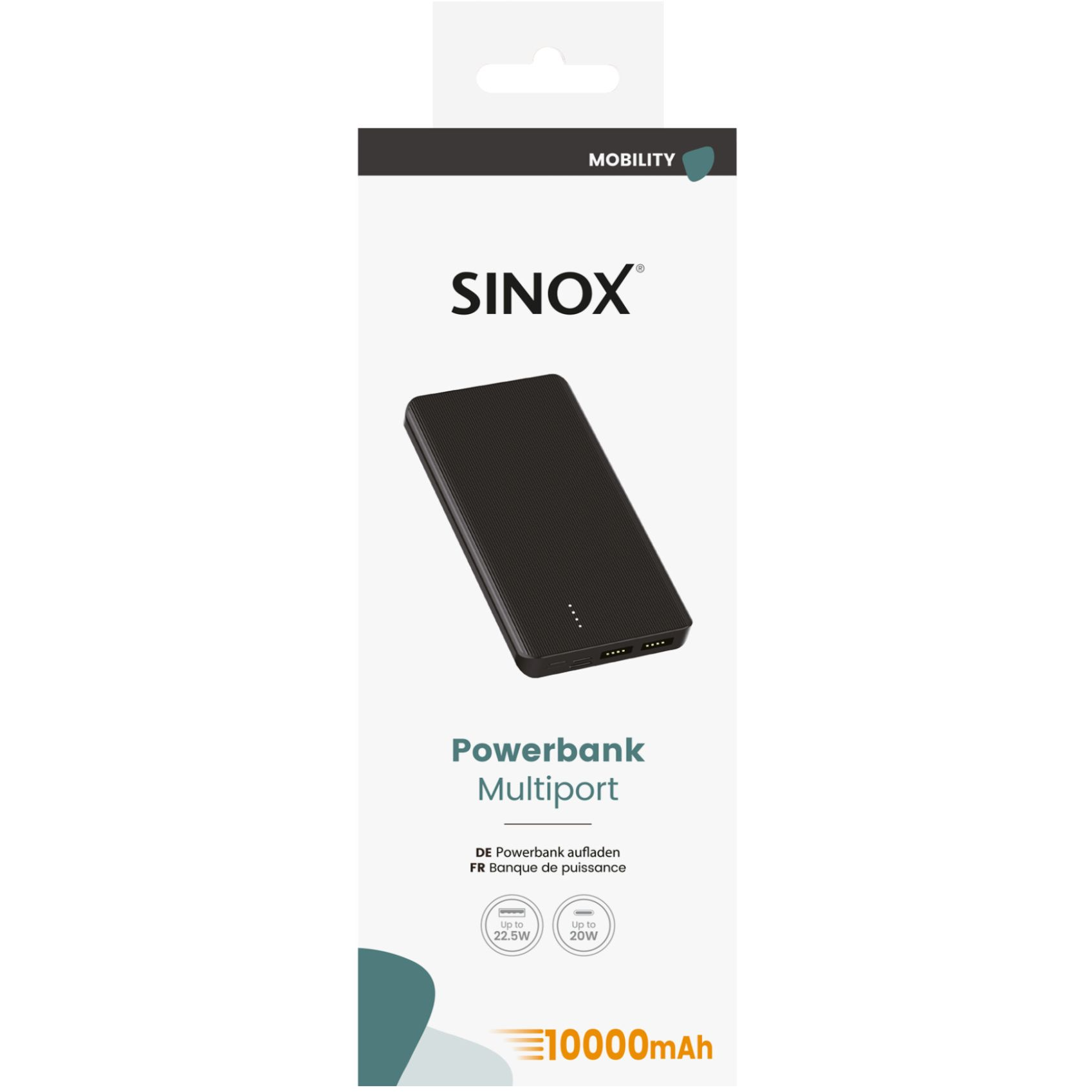 5706808055253 Sinox Powerbank 10.000 mAh Telefon & GPS,Tilbehør mobiltelefoner,Oplader til mobiltelefoner 22900003670 SOP9100