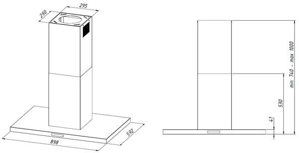 5707582950482 Witt Moon free 90 S - Frithængende emhætte Hvidevarer,Emhætter,Frithængende emhætter 35000005200 Moon free 90 S