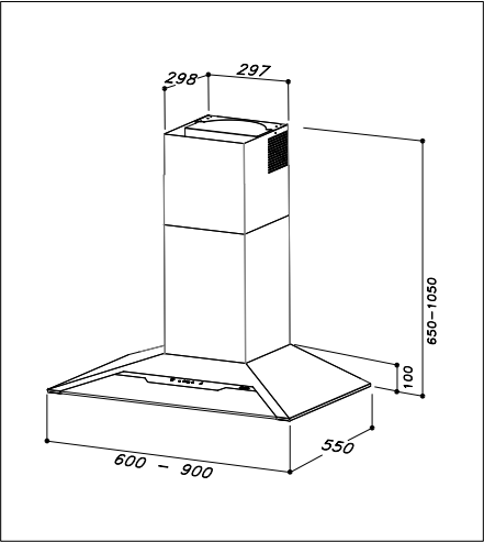 5707582984869 Witt Vader SQWK 60 - Væghængt emhætte Hvidevarer,Emhætter,Vægmonterede emhætter 35000009870 Vader SQWK 60