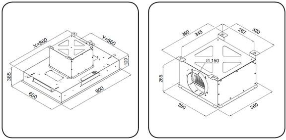 5707582991935 Witt Cubic 90 B - Loftintegreret emhætte Hvidevarer,Emhætter,Loftsintegrerede emhætter 35000009700 Cubic 90 B