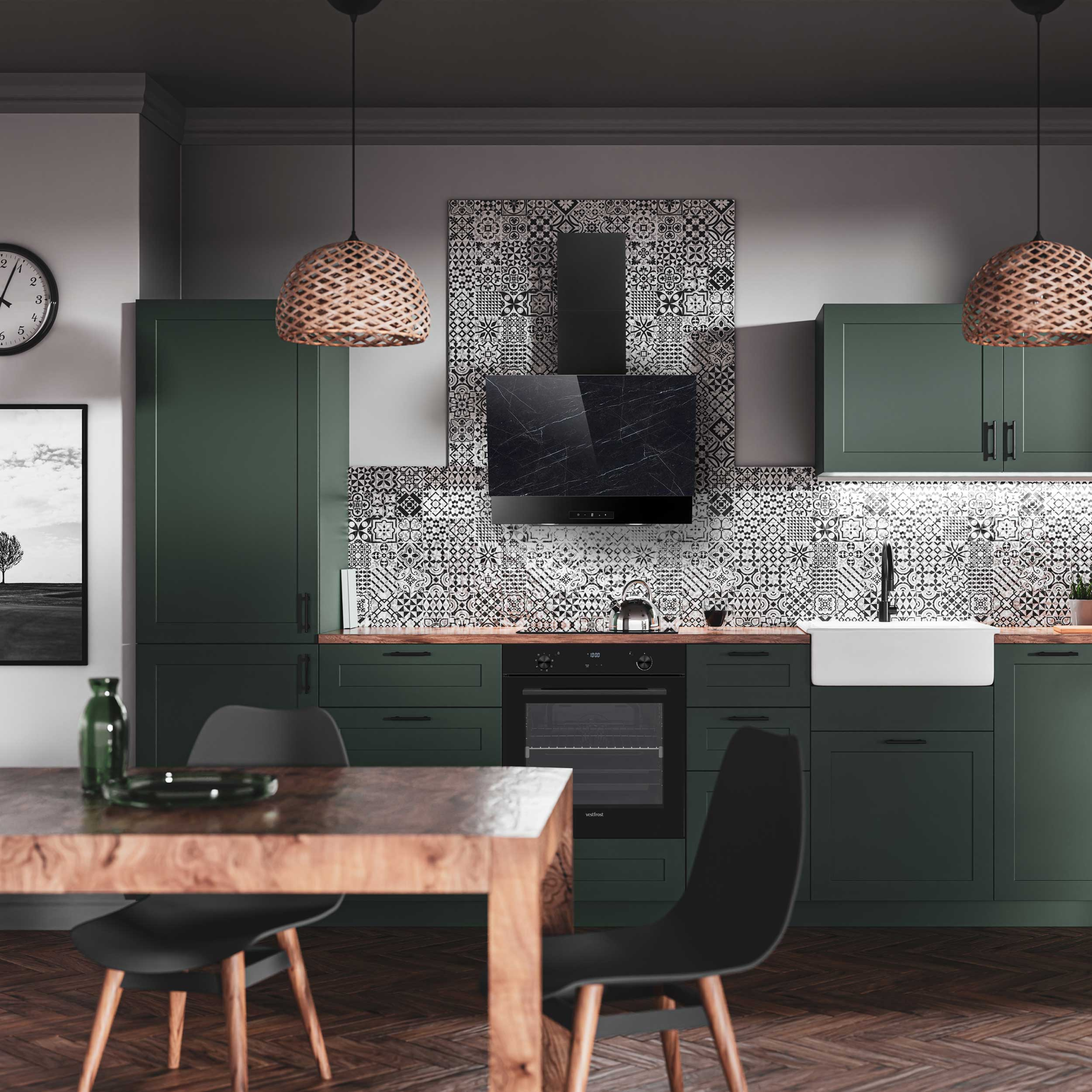 Eico 5925 Udine 60 Black Stone - Skråtstillet emhætte