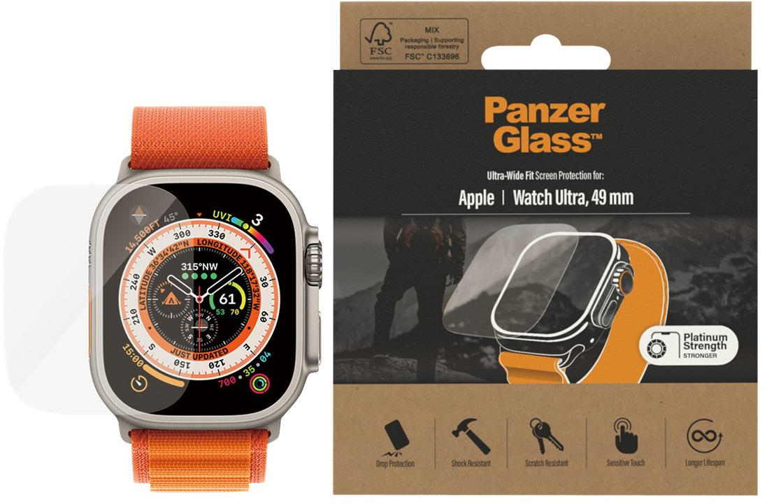 5711724036804 PanzerGlass Screen Protector Apple Watch Ultra 49 mm, 3680 - Telefon & GPS,Smartwatch,Tilbehør til Watch 14900030620 3680