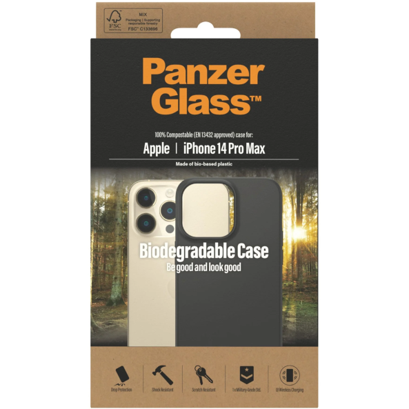 5712764040899 PanzerGlass Biodegradable Case - iPhone 14 Pro Max - Black, Telefon & GPS,Tilbehør mobiltelefoner,Tilbehør til iPhone 16800019940 PANZER0420