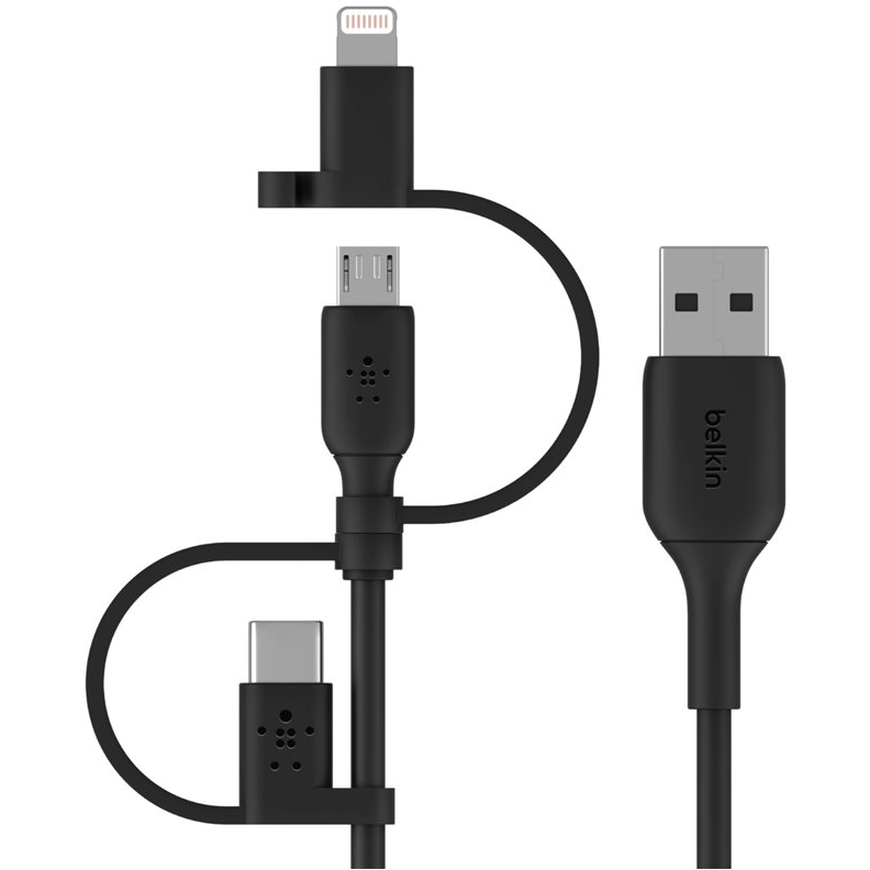 Belkin 3-in-1 Cable - USB-A til Lightning/Micro-USB/USB-C -