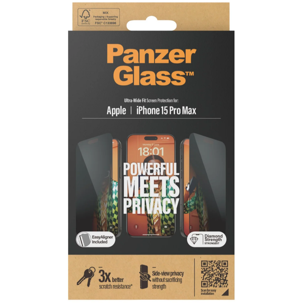 PanzerGlass Privacy Screen Protector iPhone 15 Pro Max , Ult
