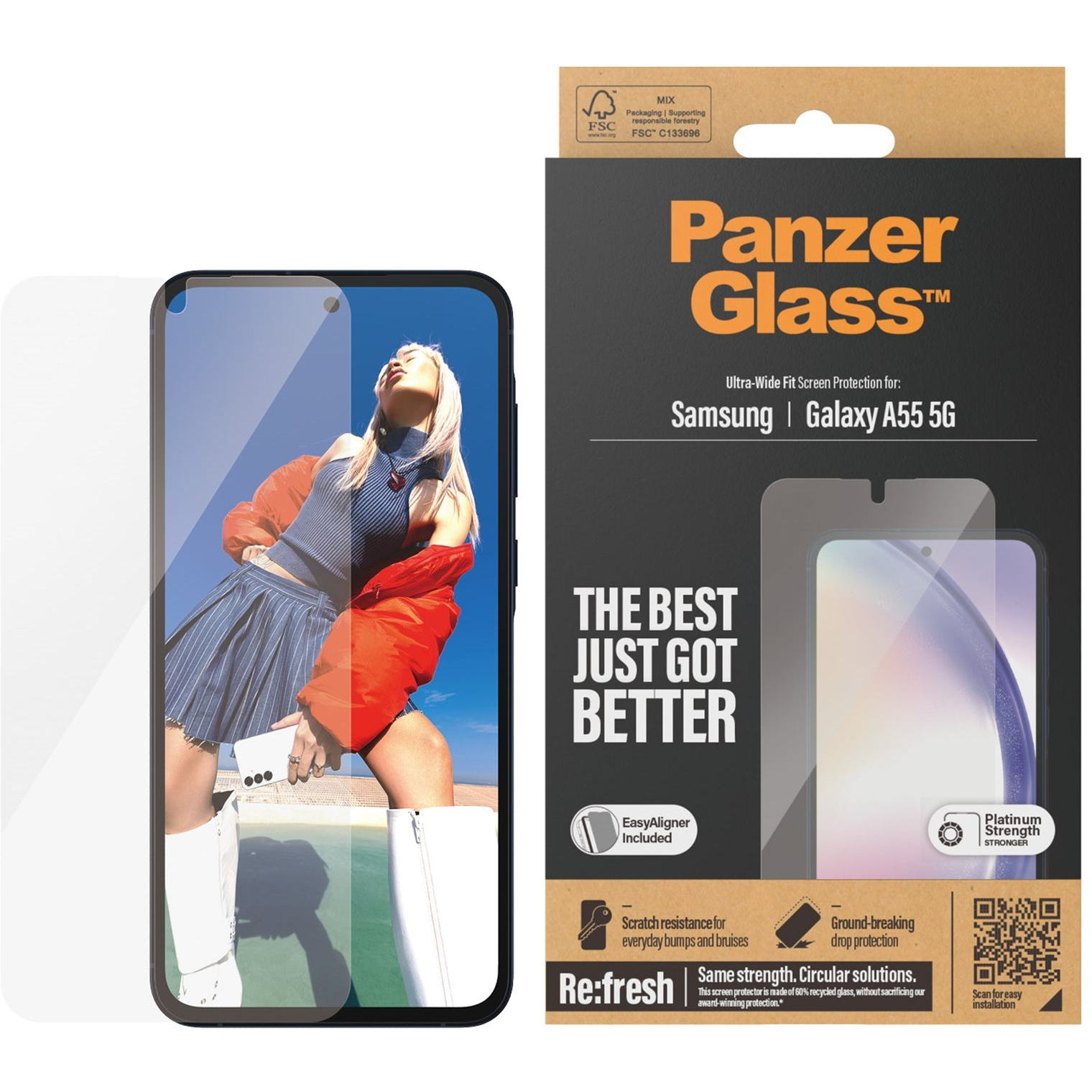 5712764043418 PanzerGlass Screen Protector Samsung Galaxy A55 5G - Ultra-W Telefon & GPS,Tilbehør mobiltelefoner,Skærmbeskyttelse til mobiltelefoner 16800022560 7358