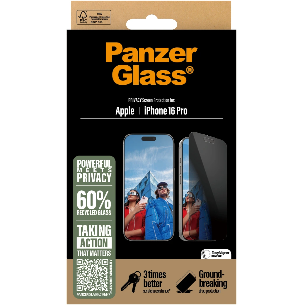 5712764047614 PanzerGlass Privacy Screen Protector iPhone 16 Pro - Ultra- Telefon & GPS,Tilbehør mobiltelefoner,Tilbehør til iPhone 16800026220 P2862