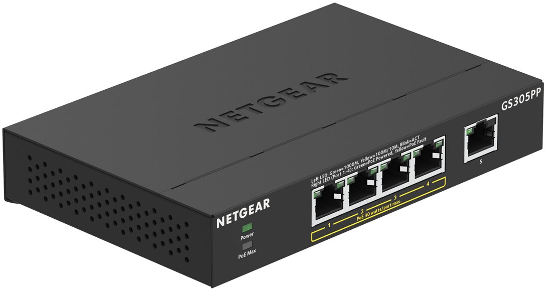 606449142433 Netgear 5PT POE/POE+ GIGE UNMANAGED SWITCH Computer & IT,Netværk,Diverse netværk 20500240505 GS305PP-100PES