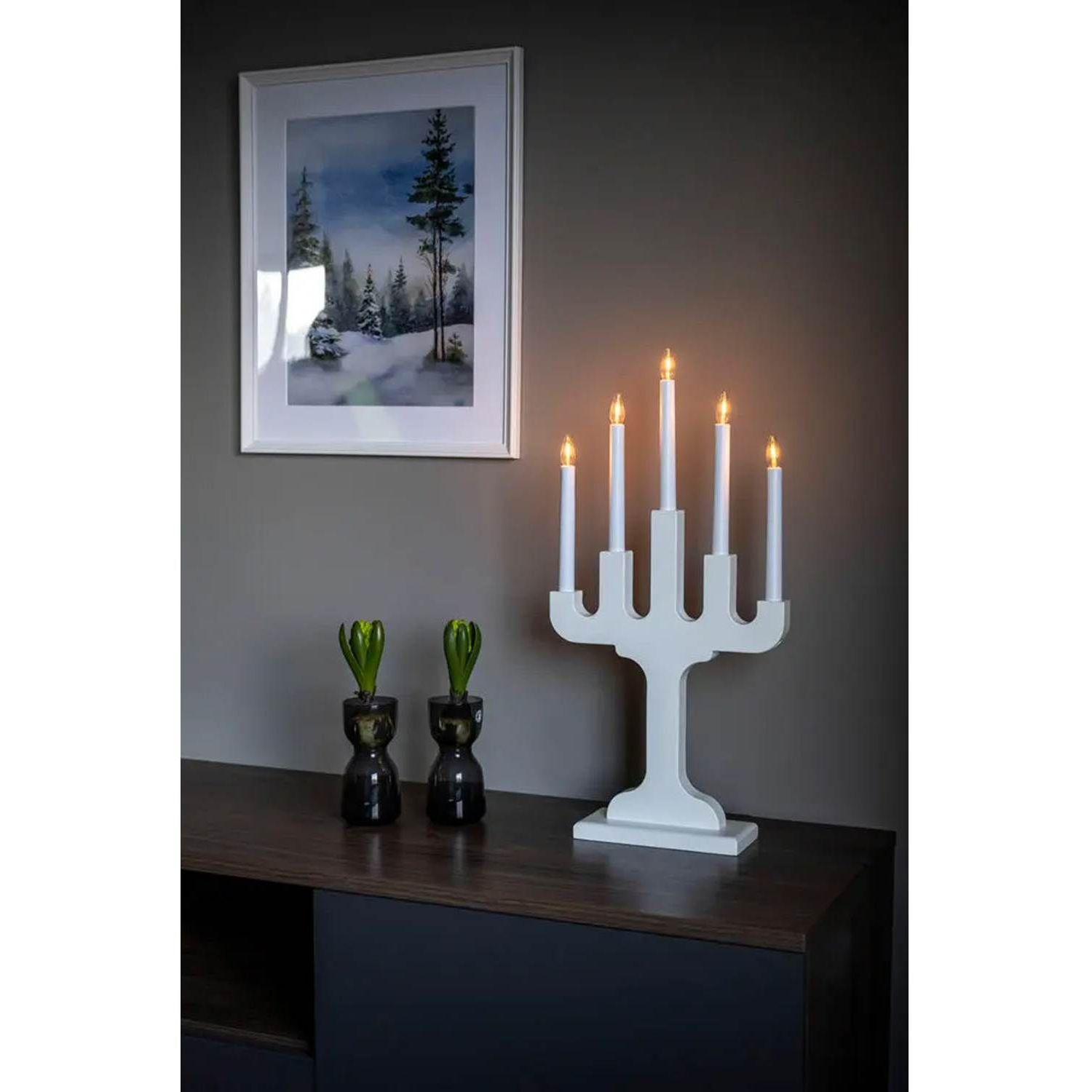 7318300027256 Konstsmide 5 arm hvid adventsstage Lamper,Julebelysning,Julebelysning 2190012589 149795