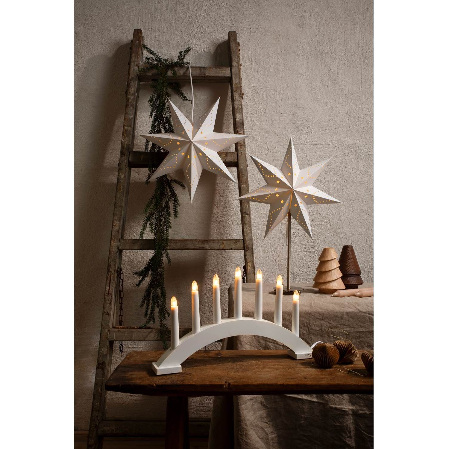 7318303972218 Konstmide hvid - Adventsstage 7 arme Lamper,Julebelysning,Julebelysning 2190001216 114630