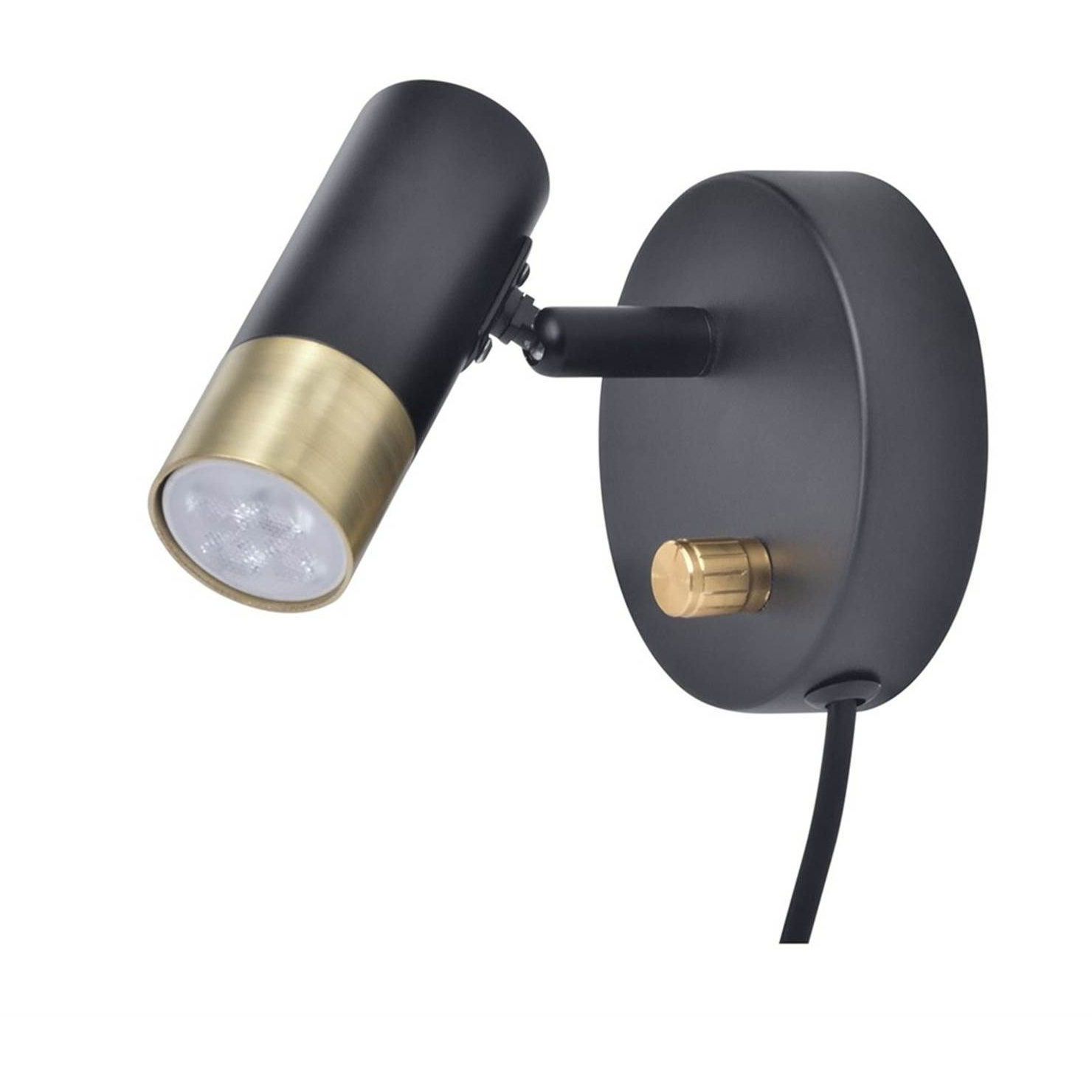 7332065071743 Oriva Mini sort/messing væglampe Lamper,Væglamper,Væglamper 2190012918 150305