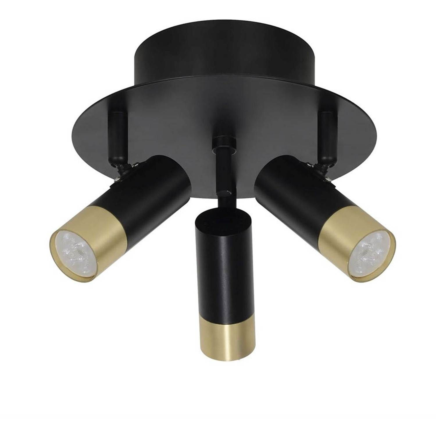 7332065072115 Oriva Mini sort/messing 3 spot rondel Lamper,Spotserier,Spotserier 2190012926 150313