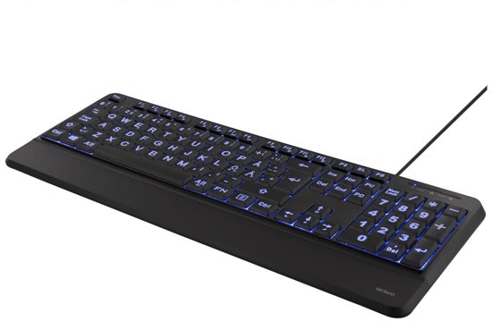 7333048037367 Deltaco Fullstort tangentbord med extra stora tecken, blå LE Computer & IT,Mus & tastaturer,Tastaturer 20500226197 TB-701
