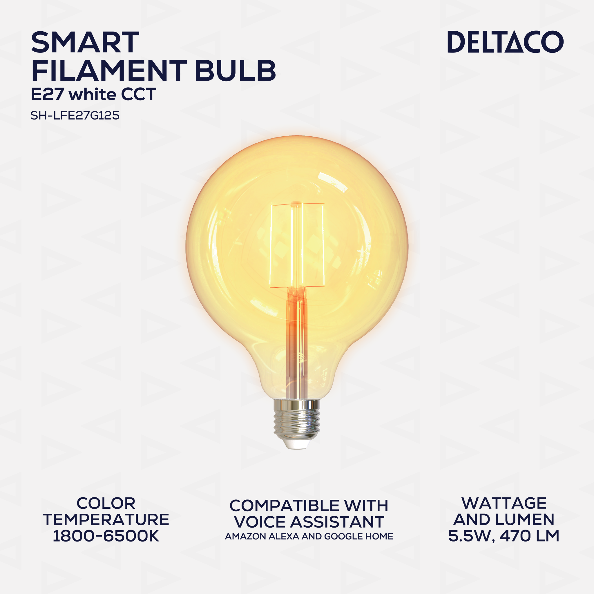 7333048043856 Deltaco SH-LFE27G125 Smart Home LED glødepære E27 Hus & Have,Smart Home,Smart belysning 74600011690 SH-LFE27G125