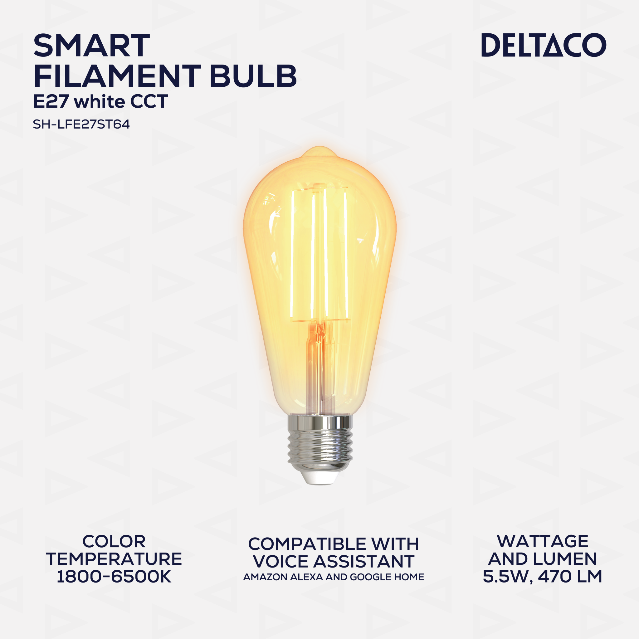 7333048043870 Deltaco SH-LFE27ST64 Smart Home LED glødepære E27 Hus & Have,Smart Home,Smart belysning 74600011710 SH-LFE27ST64