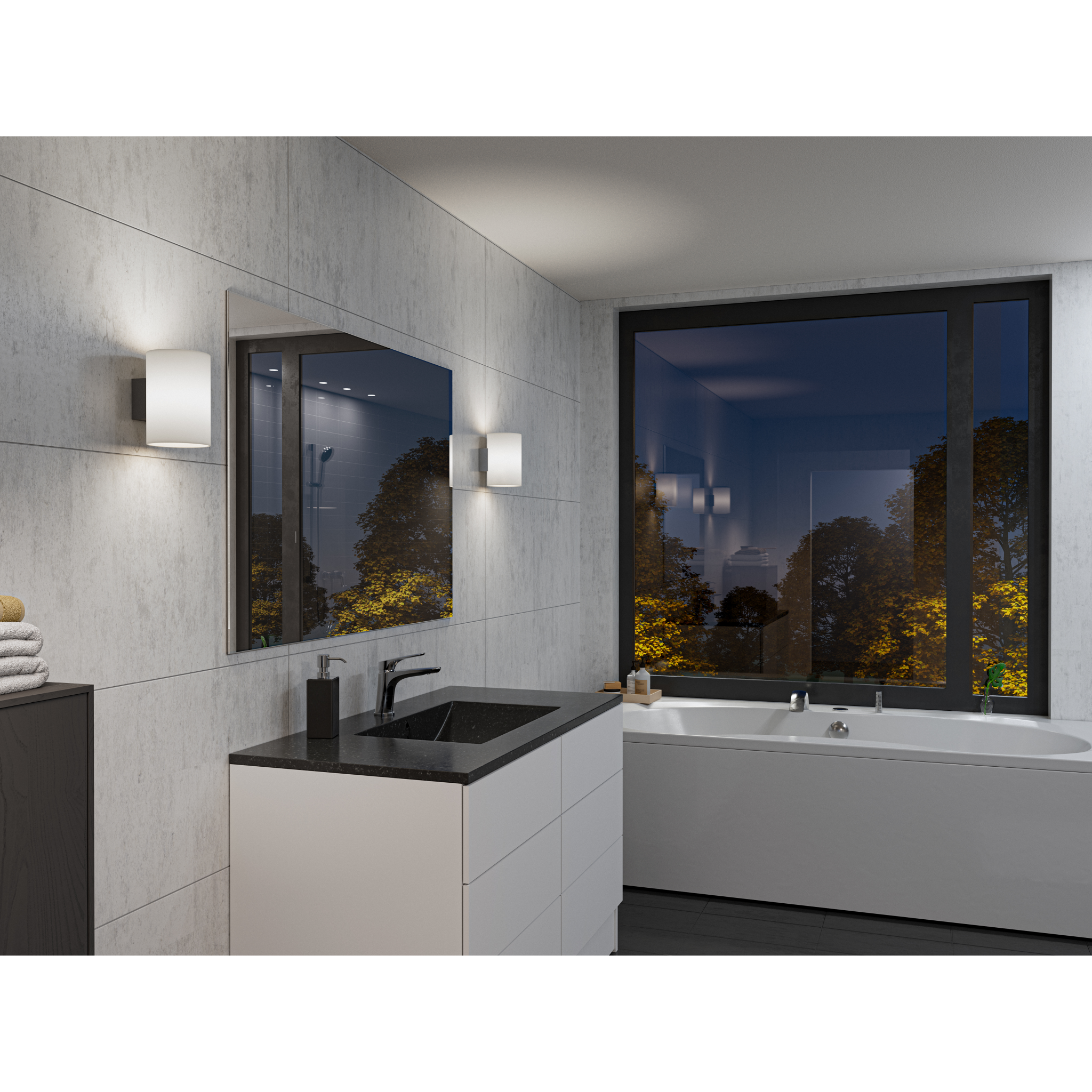 7391534021429 Herstal Evoke L antracit/Opal glas væglampe Lamper,Væglamper,Væglamper 82700002280 HB5621054389