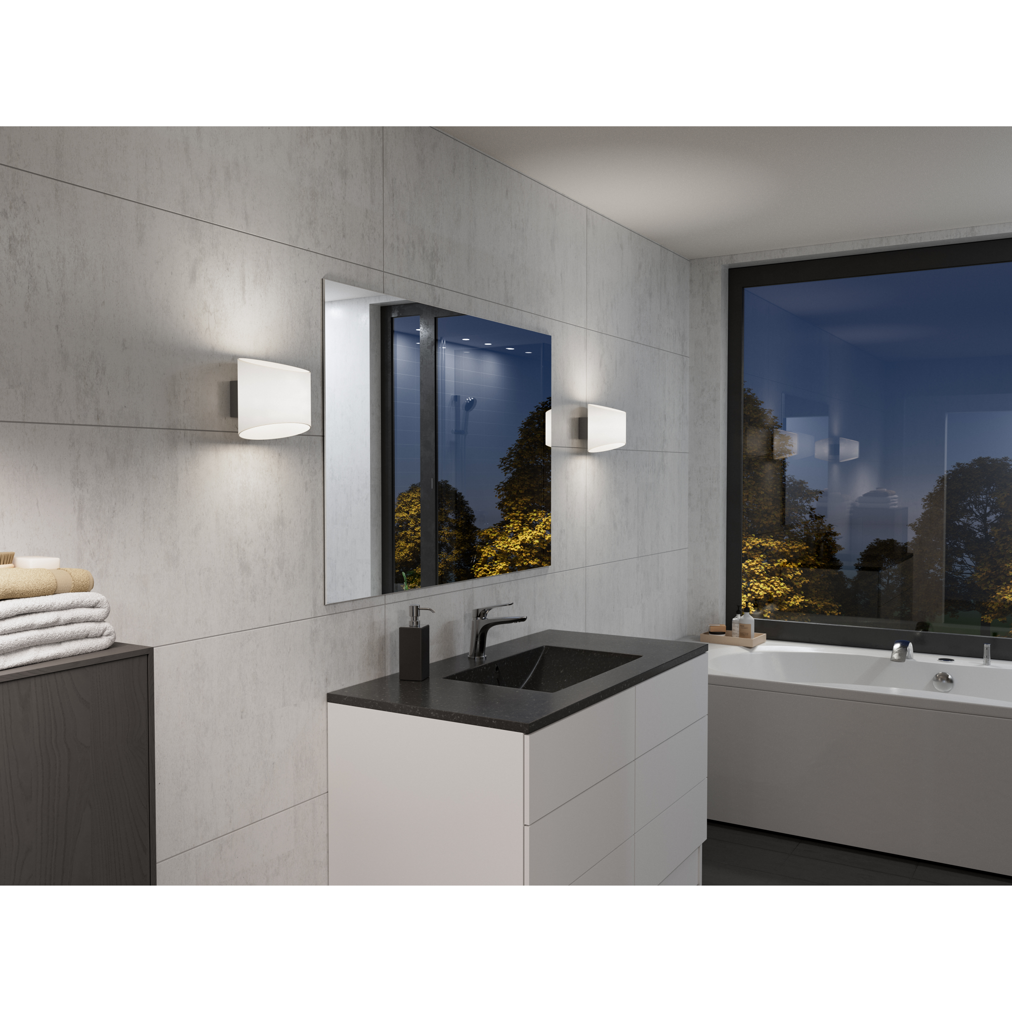 7391534021443 Herstal Evoke oval antracit/Opal glas væglampe Lamper,Væglamper,Væglamper 82700002300 HB5622054389