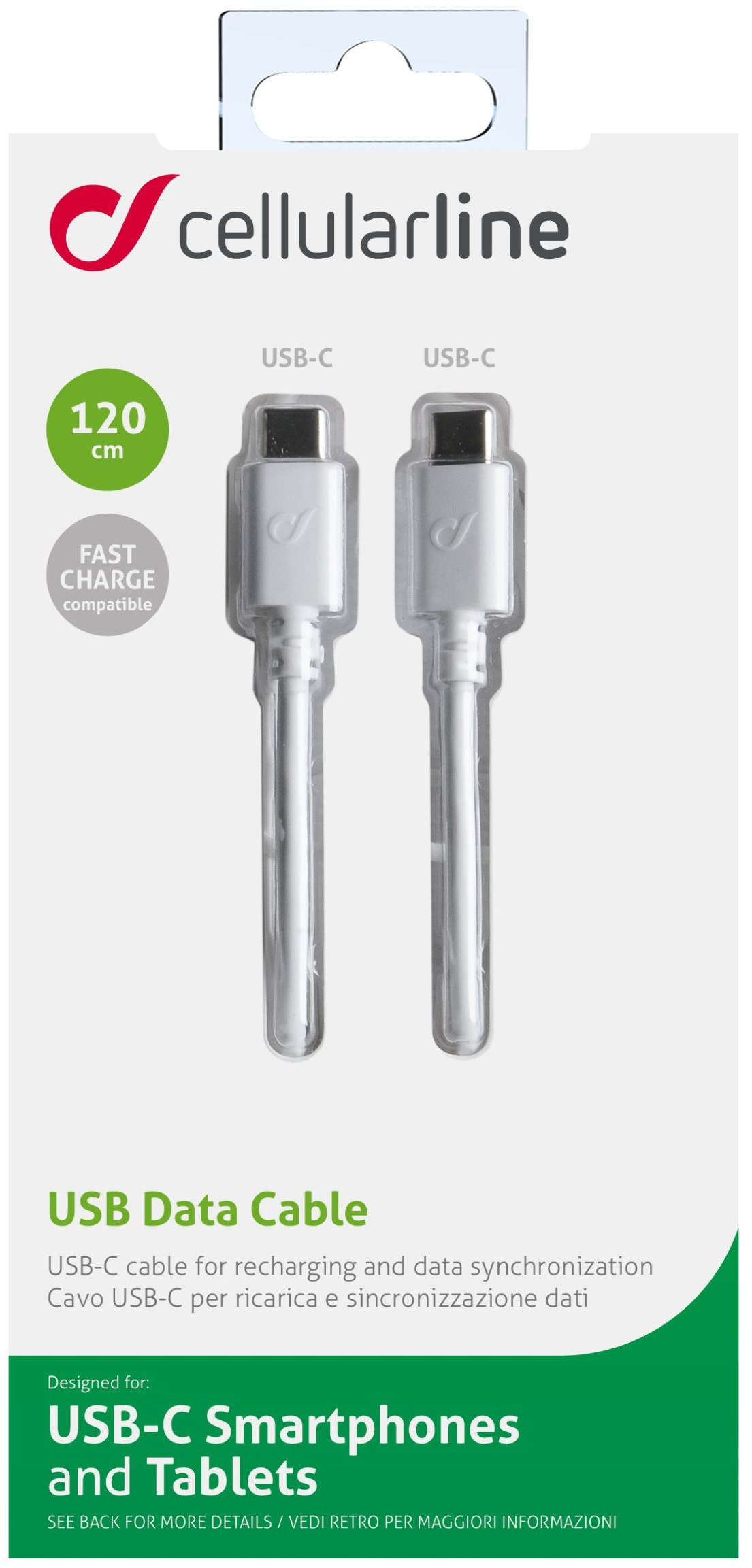 8018080270420 Cellularline USB Data Cable Type C - C Telefon & GPS,Tilbehør mobiltelefoner,Kabler til mobiltelefoner 17300000500 101606