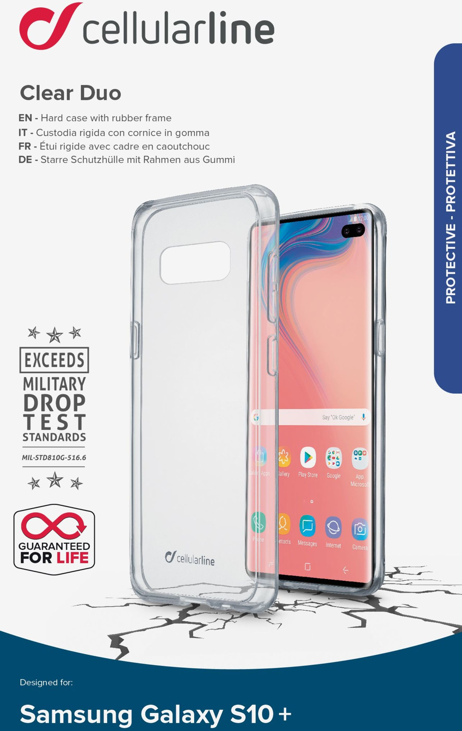 8018080345791 Cellularline Backcover Samsung Gal. S10+ Transparent - Cover Telefon & GPS,Tilbehør mobiltelefoner,Covers til mobiltelefoner 17300000810 102595