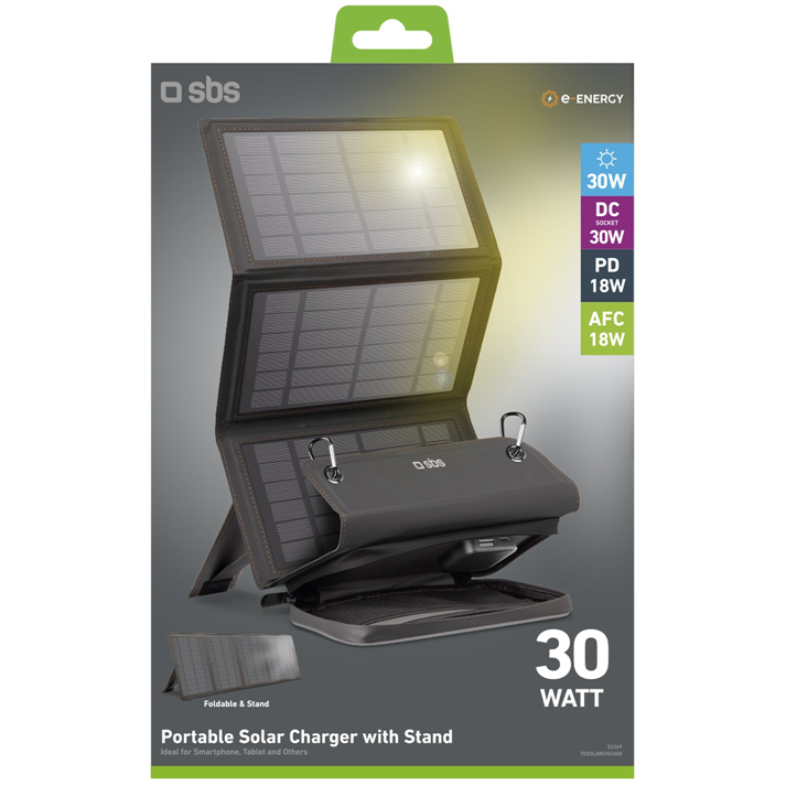 8018417452369 SBS Transportabel oplader med solceller, 30W Hus & Have,Smart Home,Diverse 22900003350 TESOLARCHG30W