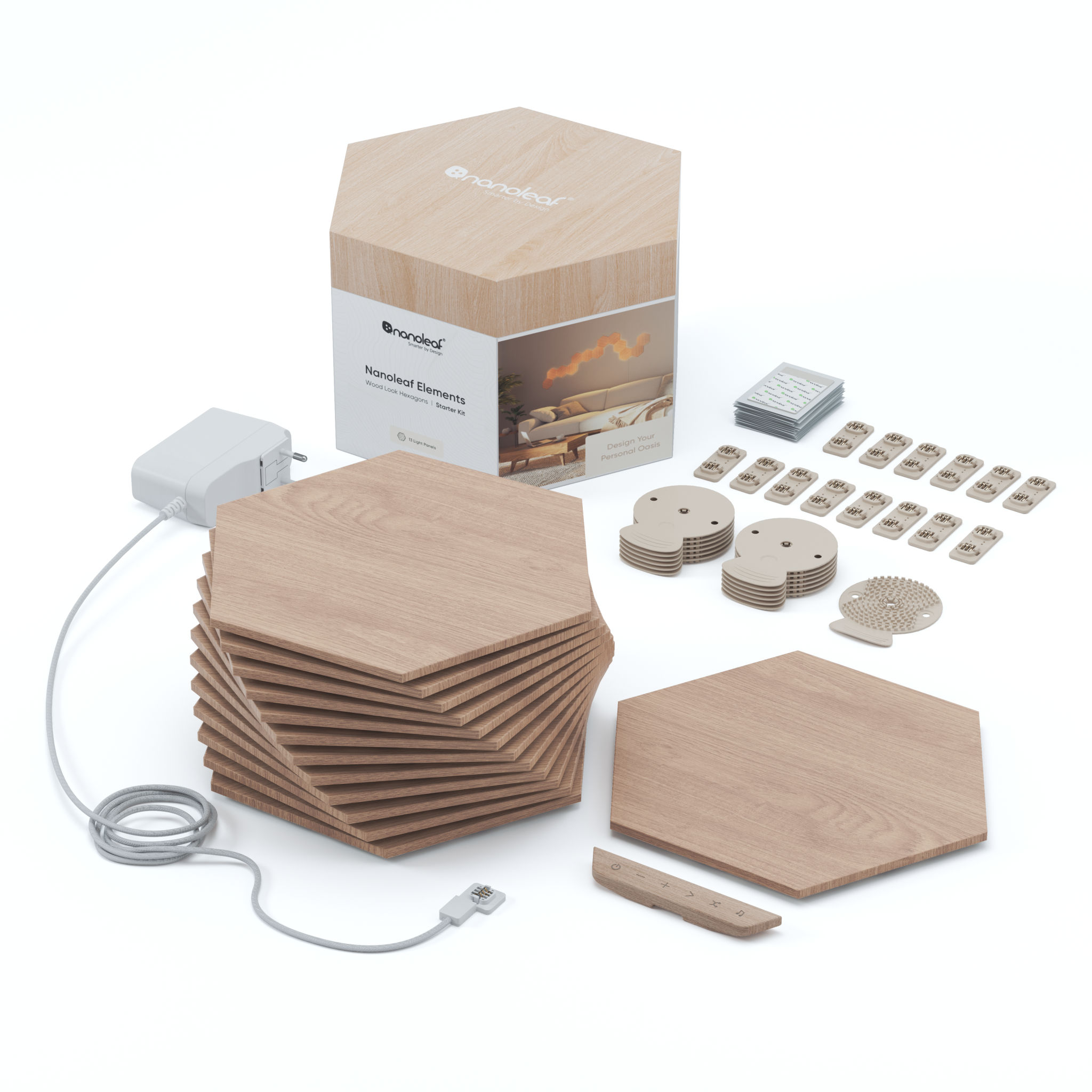 840102703924 Nanoleaf Elements Hexagons Starter Kit 13PK Hus & Have,Smart Home,Smart belysning 15600002870 NL52-K-3002HB-13PK